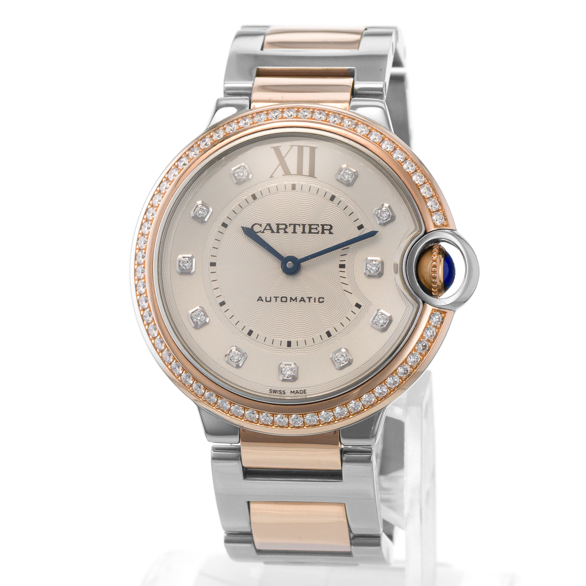 Cartier Ballon Bleu 36 WE902078 3754 Silver Diamond Dial Automatic Ladies Watch thumbnail 4