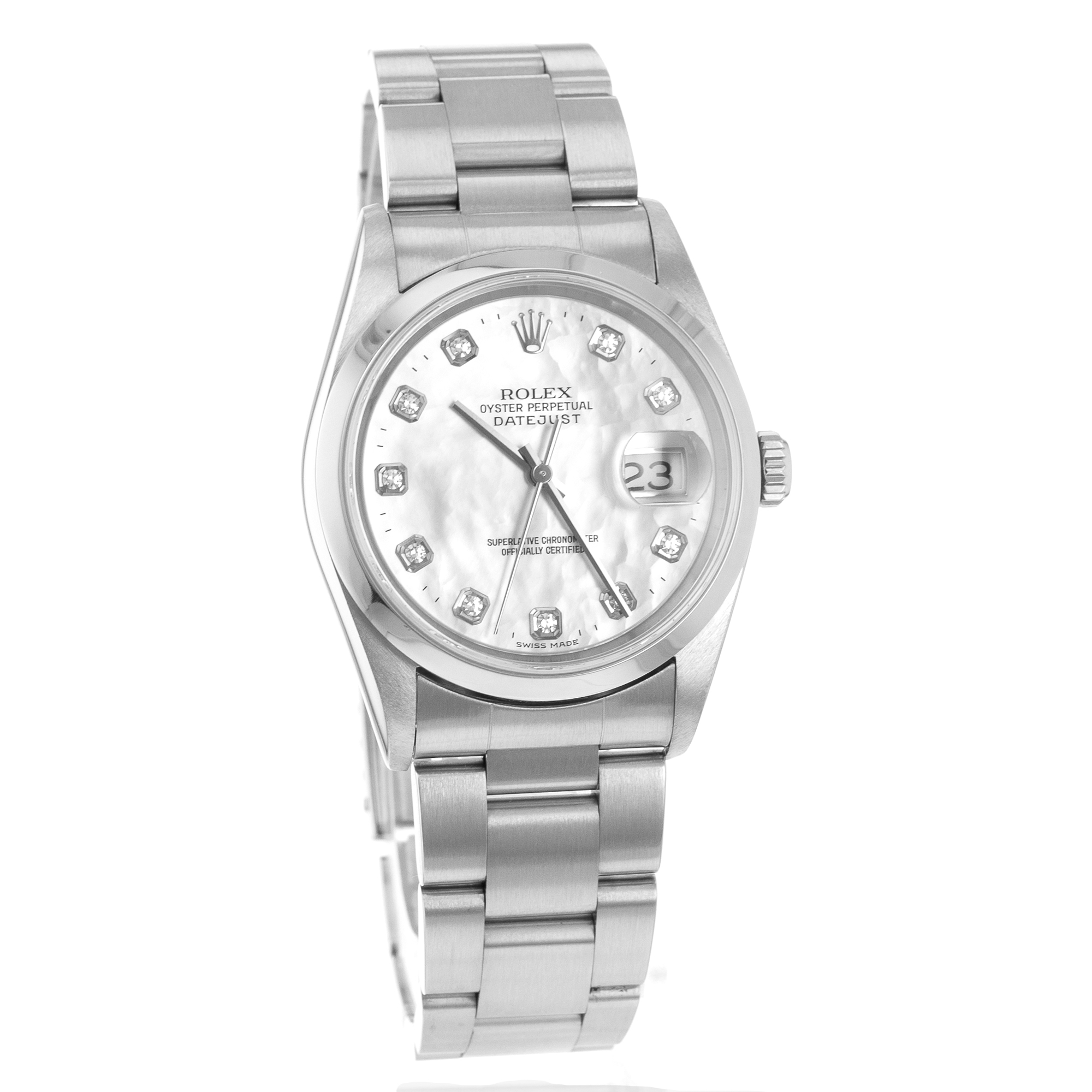 Rolex Datejust 36 16200 Mother of Pearl Diamond Steel Oyster Mens Watch thumbnail 9