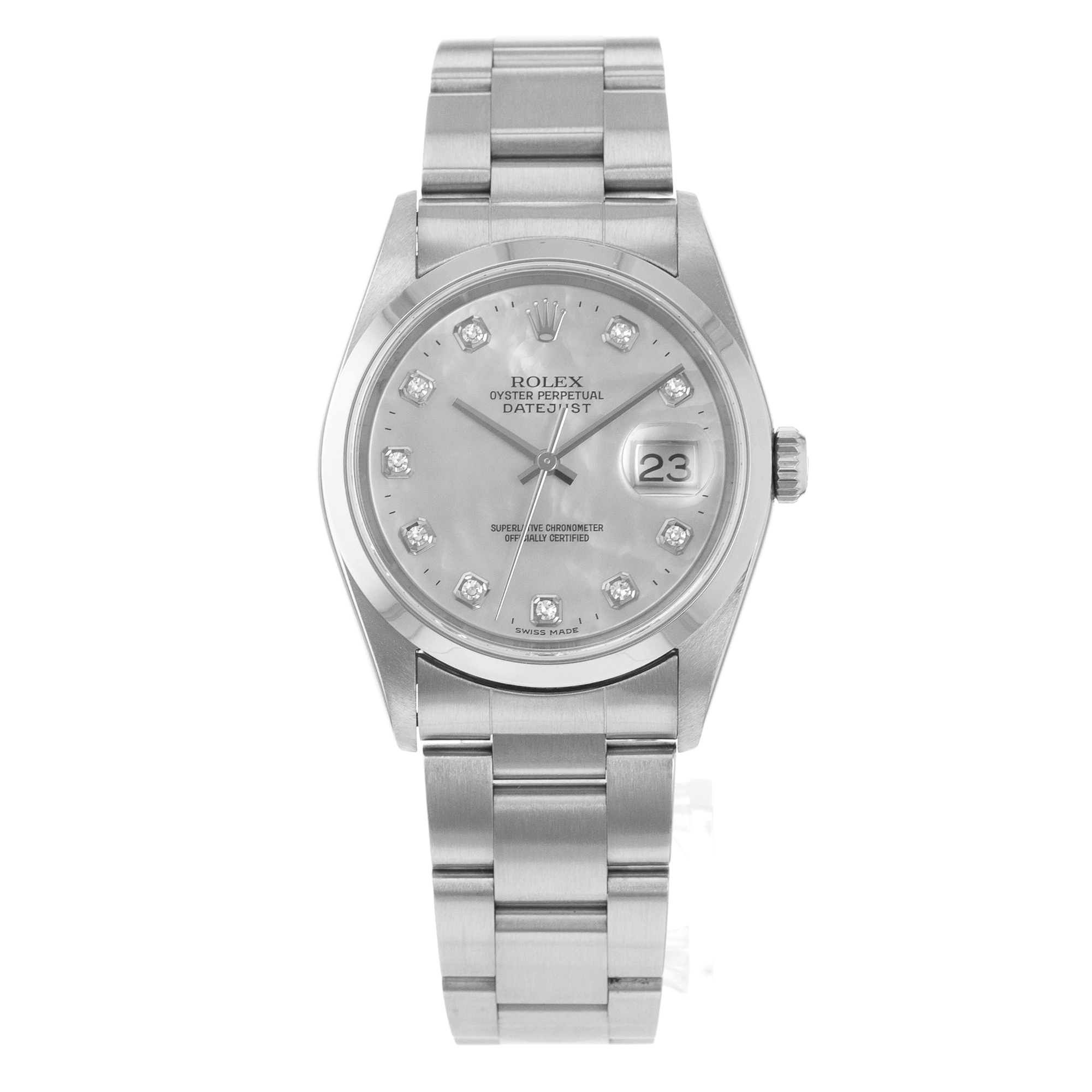 Rolex Datejust 36 16200 Mother of Pearl Diamond Steel Oyster Mens Watch thumbnail 2