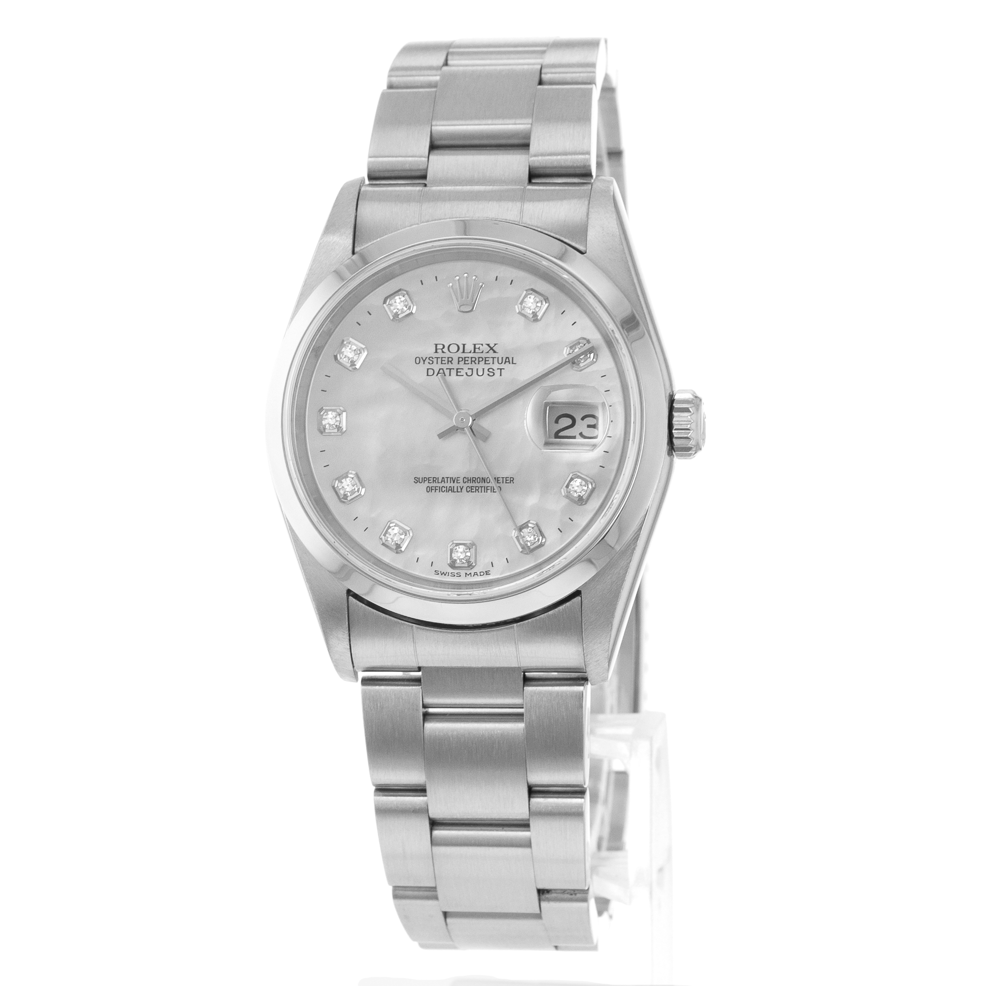 Rolex Datejust 36 16200 Mother of Pearl Diamond Steel Oyster Mens Watch thumbnail 4