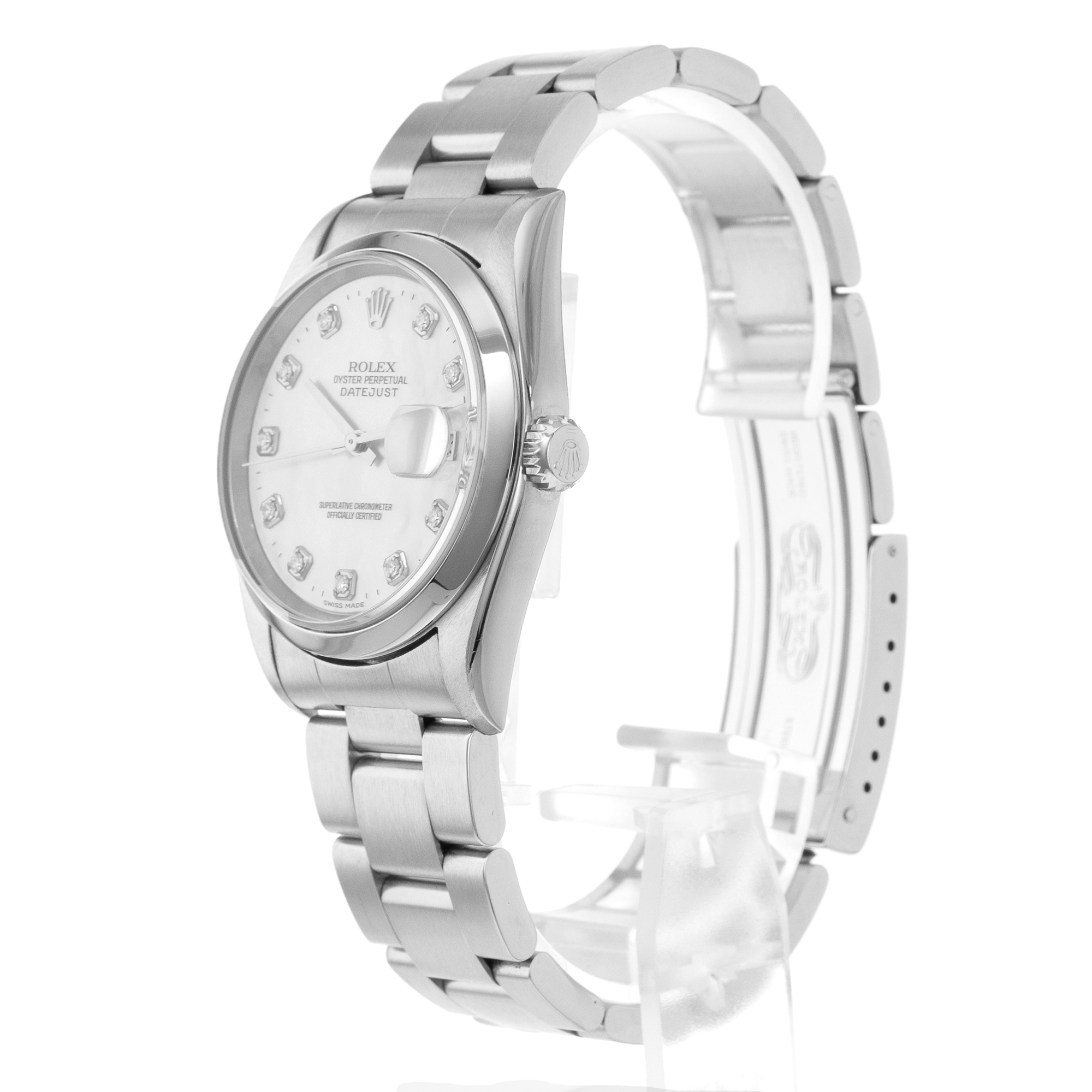 Rolex Datejust 36 16200 Mother of Pearl Diamond Steel Oyster Mens Watch thumbnail 6