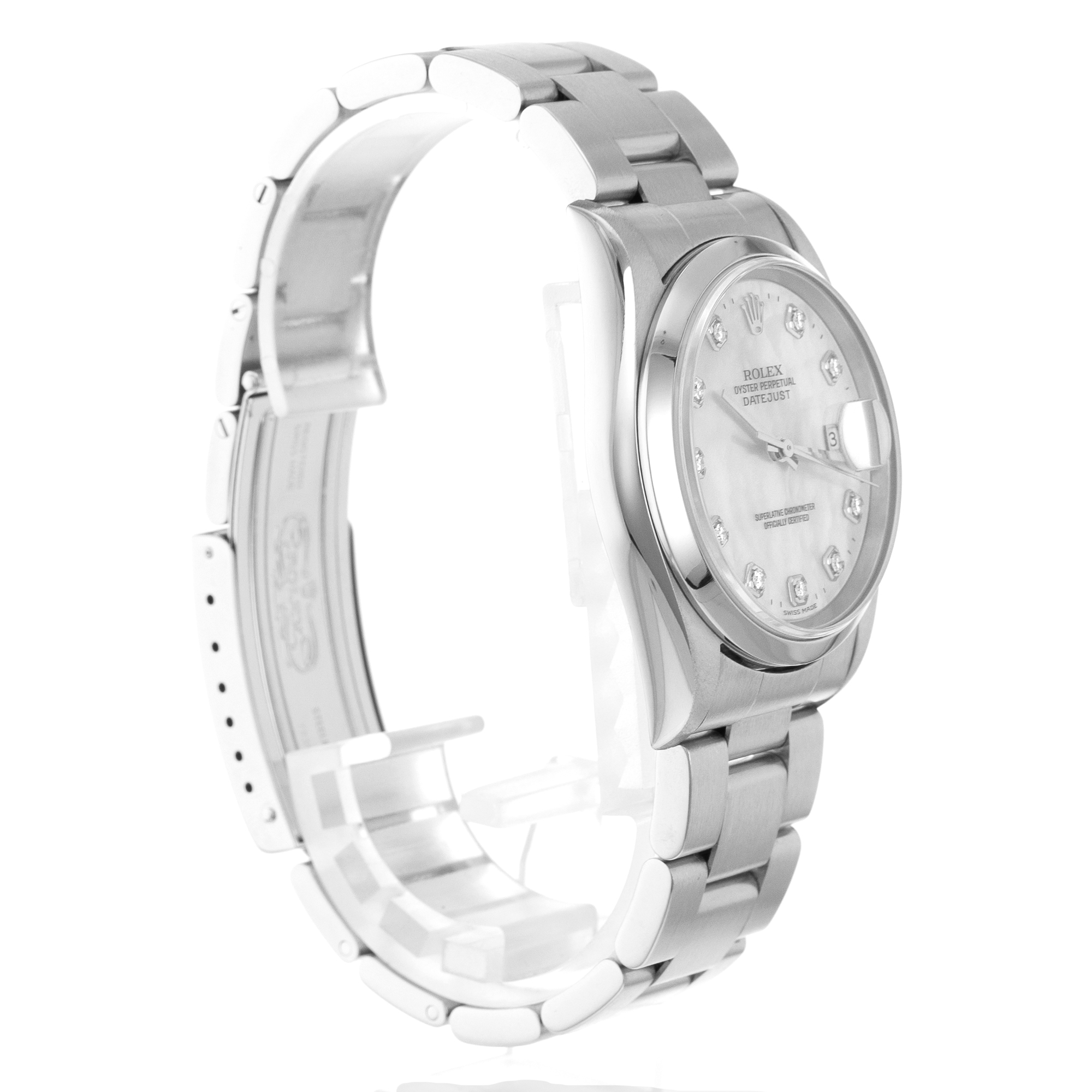 Rolex Datejust 36 16200 Mother of Pearl Diamond Steel Oyster Mens Watch thumbnail 7