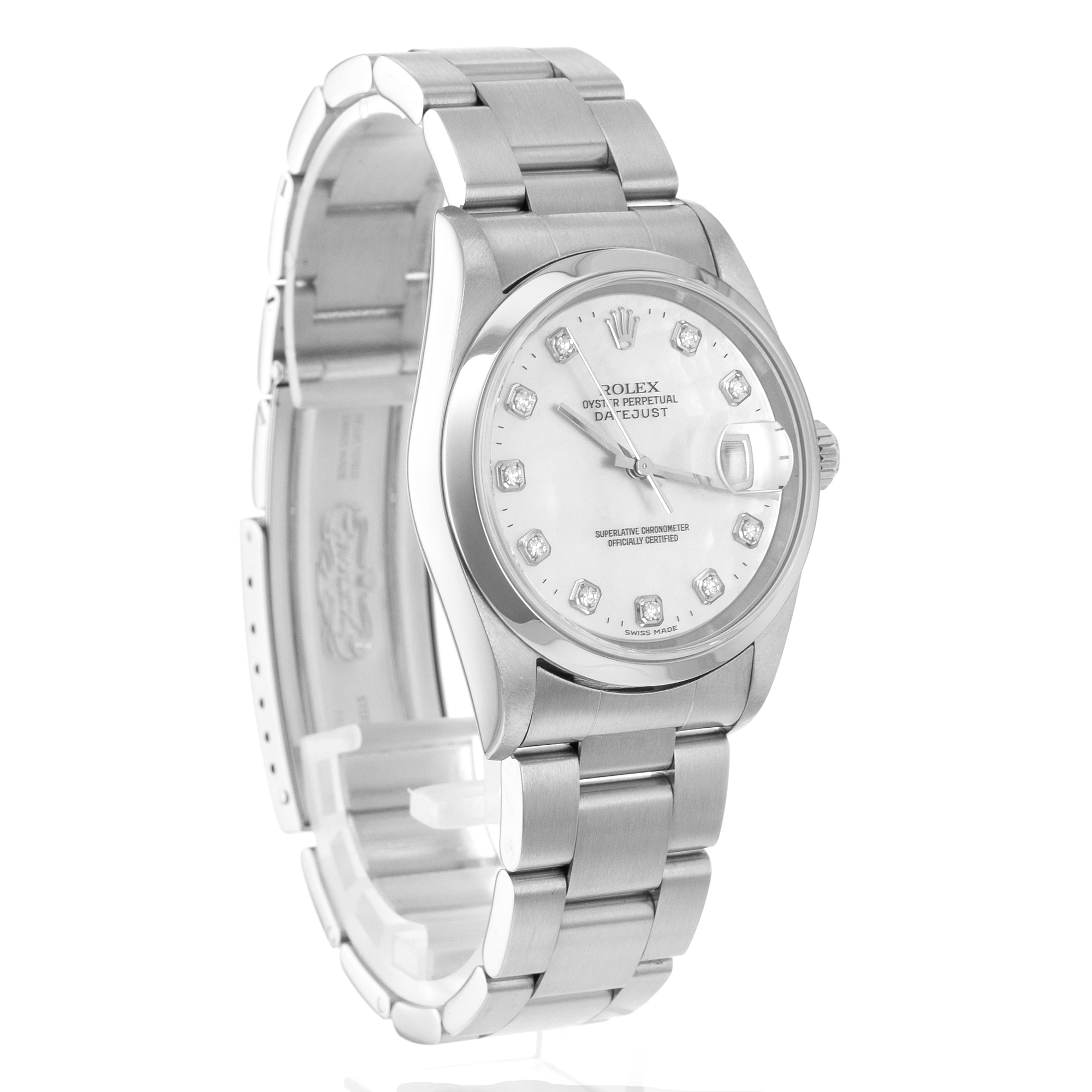 Rolex Datejust 36 16200 Mother of Pearl Diamond Steel Oyster Mens Watch thumbnail 8