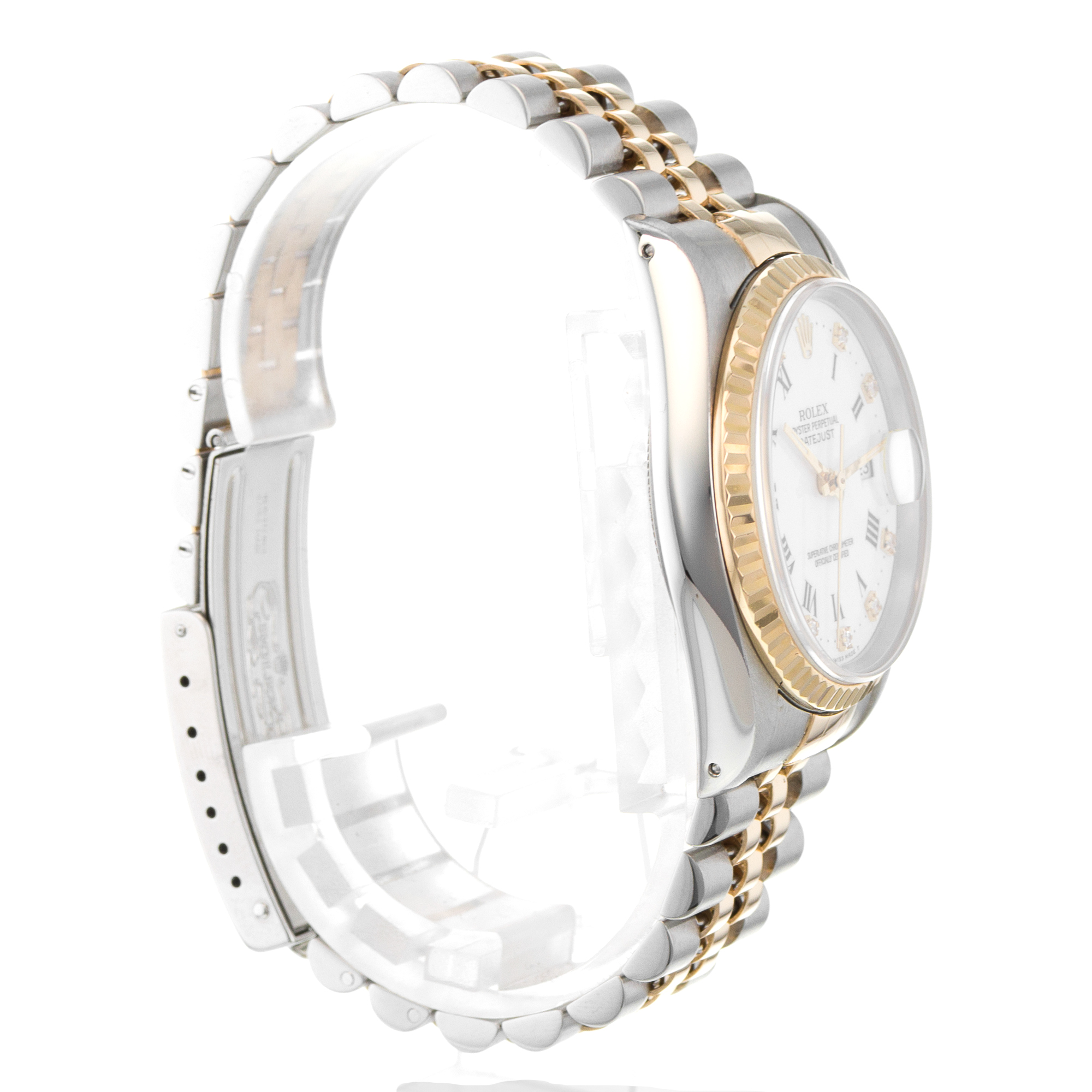 Rolex Datejust 36 16233 White Roman Diamond Jubilee Yellow Gold Mens Watch thumbnail 6