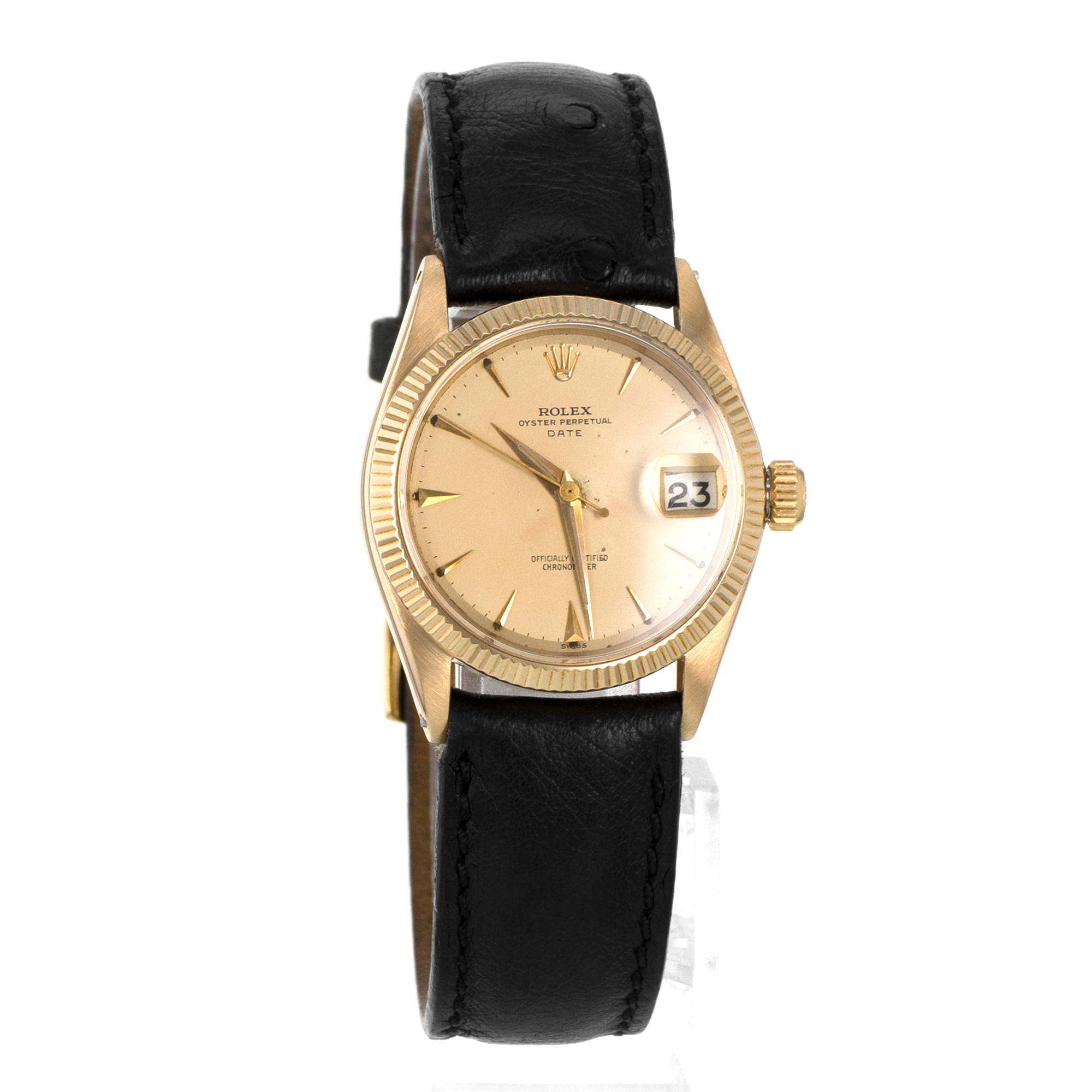 Rolex Oyster Perpetual Date 6627 Vintage Automatic Yellow Gold Mens Watch thumbnail 8