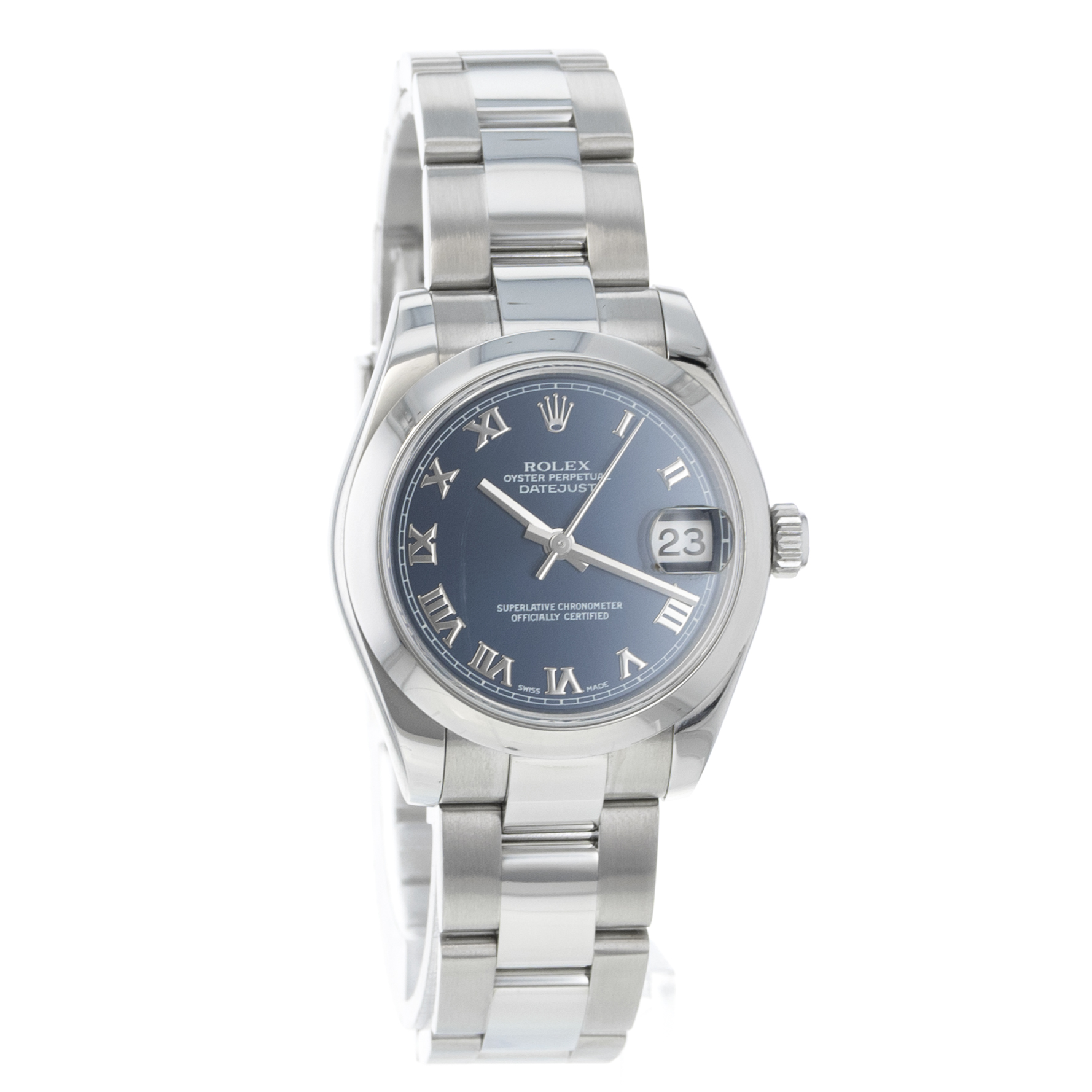 Rolex Datejust 31 178240 Blue Roman Smooth Stainless Steel Oyster Ladies Watch thumbnail 9