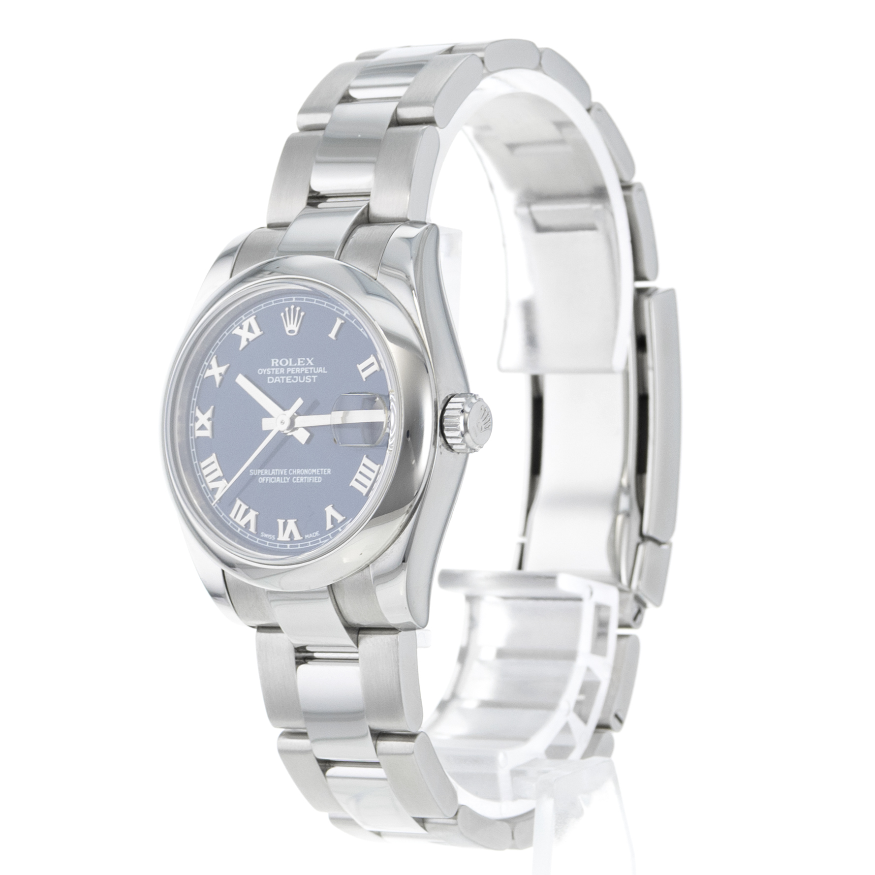 Rolex Datejust 31 178240 Blue Roman Smooth Stainless Steel Oyster Ladies Watch thumbnail 5