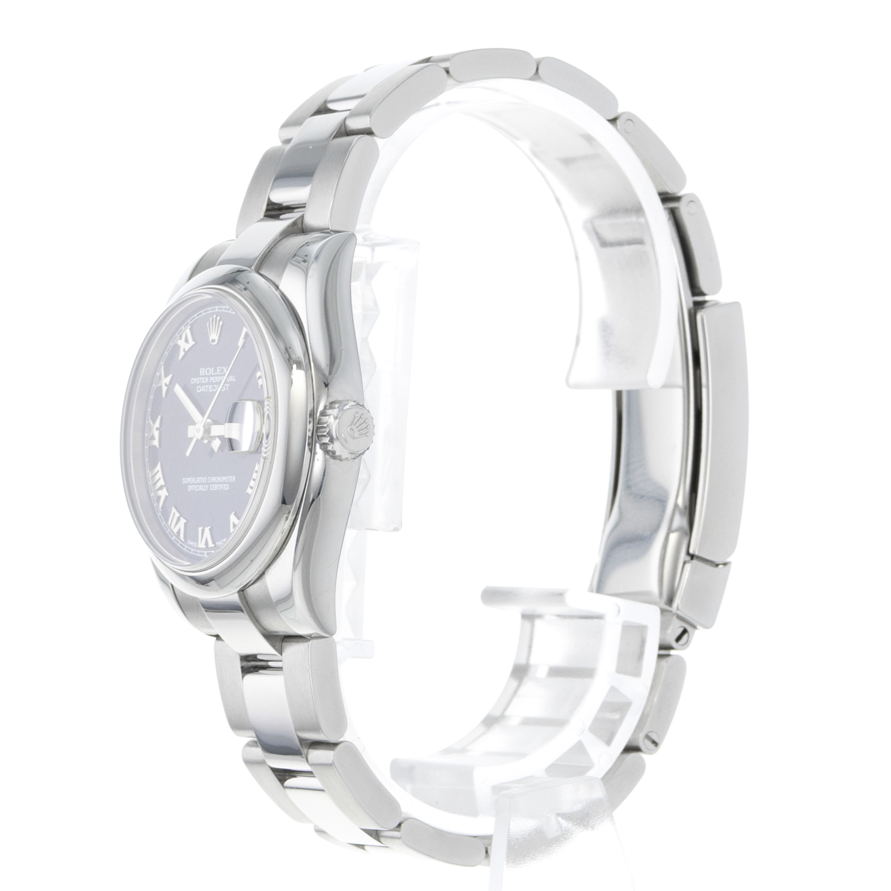 Rolex Datejust 31 178240 Blue Roman Smooth Stainless Steel Oyster Ladies Watch thumbnail 6