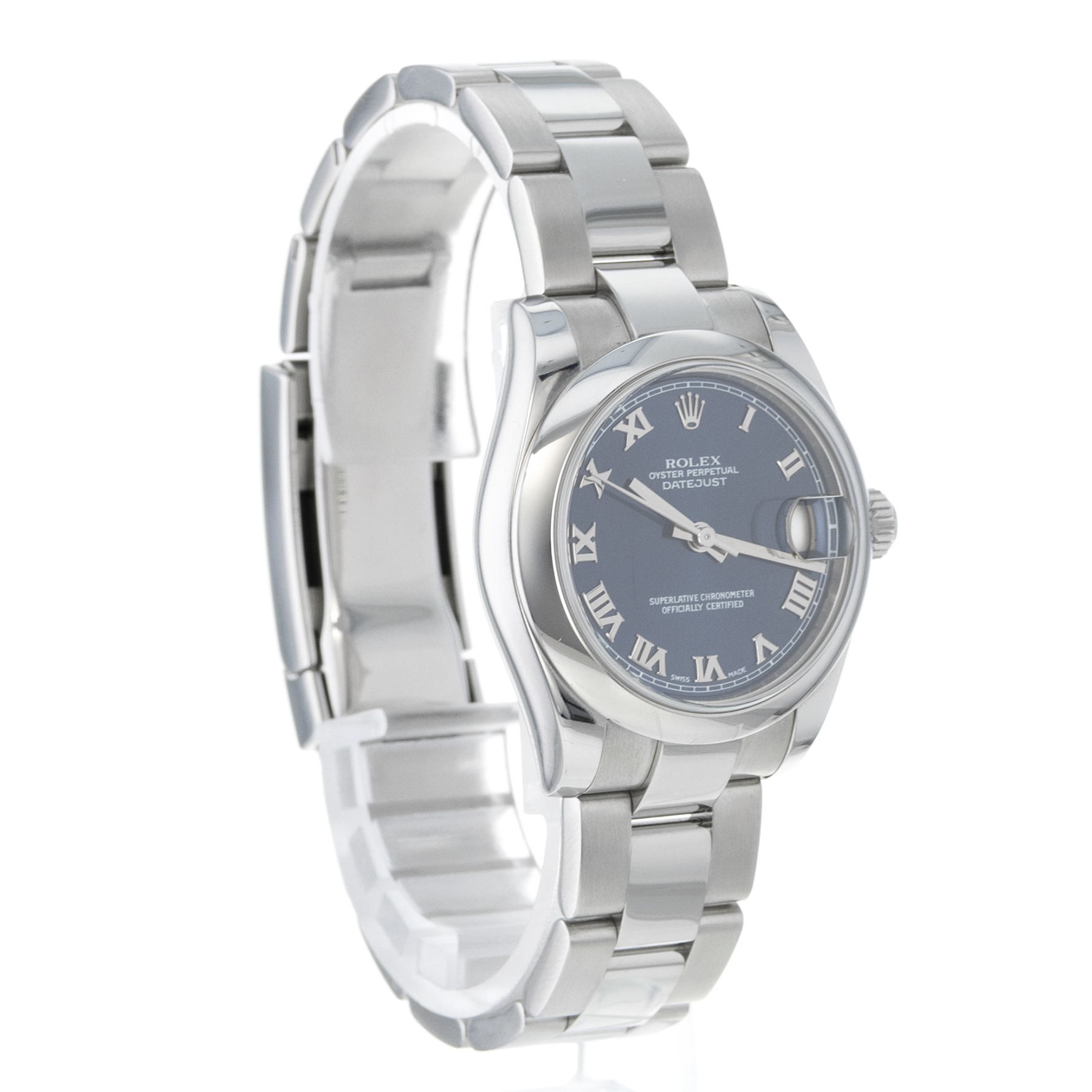 Rolex Datejust 31 178240 Blue Roman Smooth Stainless Steel Oyster Ladies Watch thumbnail 8