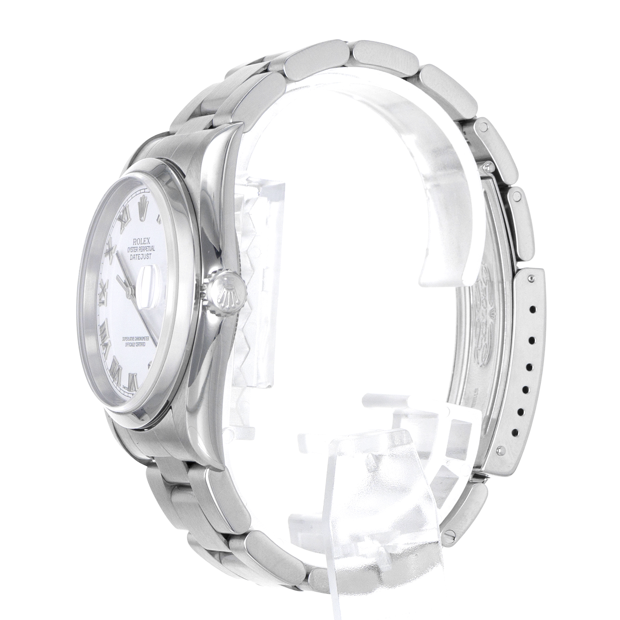 Rolex Datejust 36 16200 White Roman Smooth Steel Oyster Automatic Mens Watch thumbnail 6