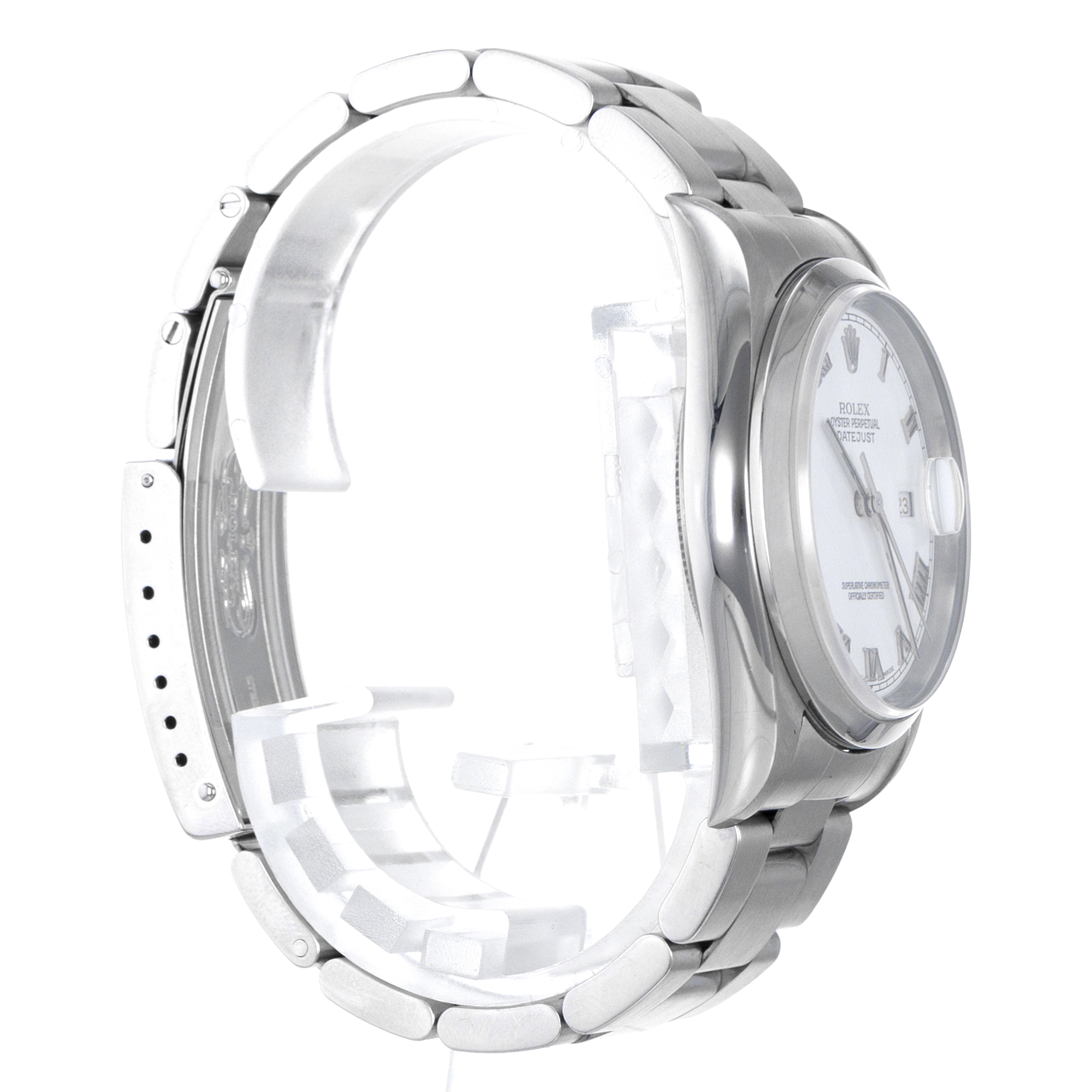 Rolex Datejust 36 16200 White Roman Smooth Steel Oyster Automatic Mens Watch thumbnail 7