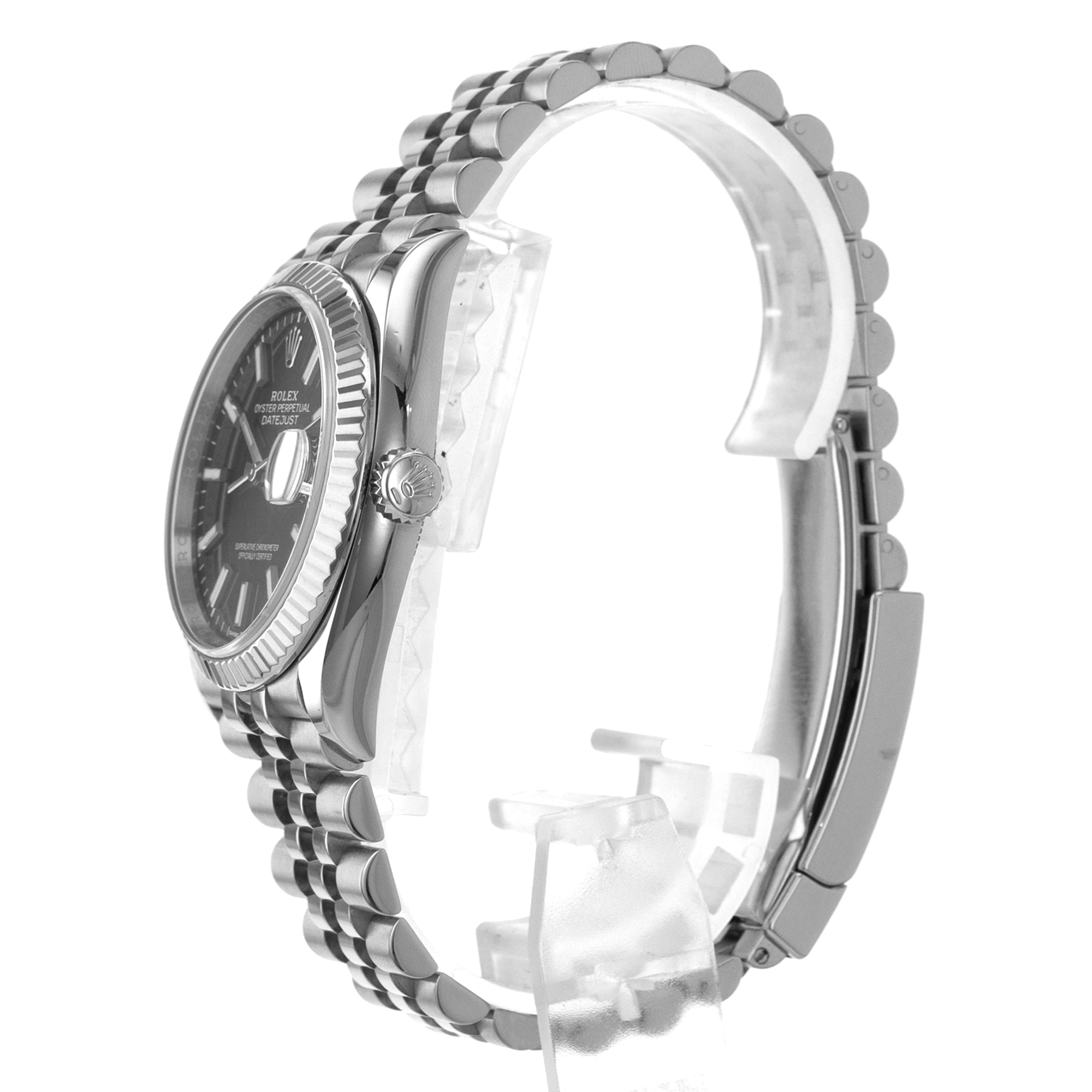 Rolex Datejust 36 126234 Black Stick Steel White Gold Fluted Jubilee Mens Watch thumbnail 6