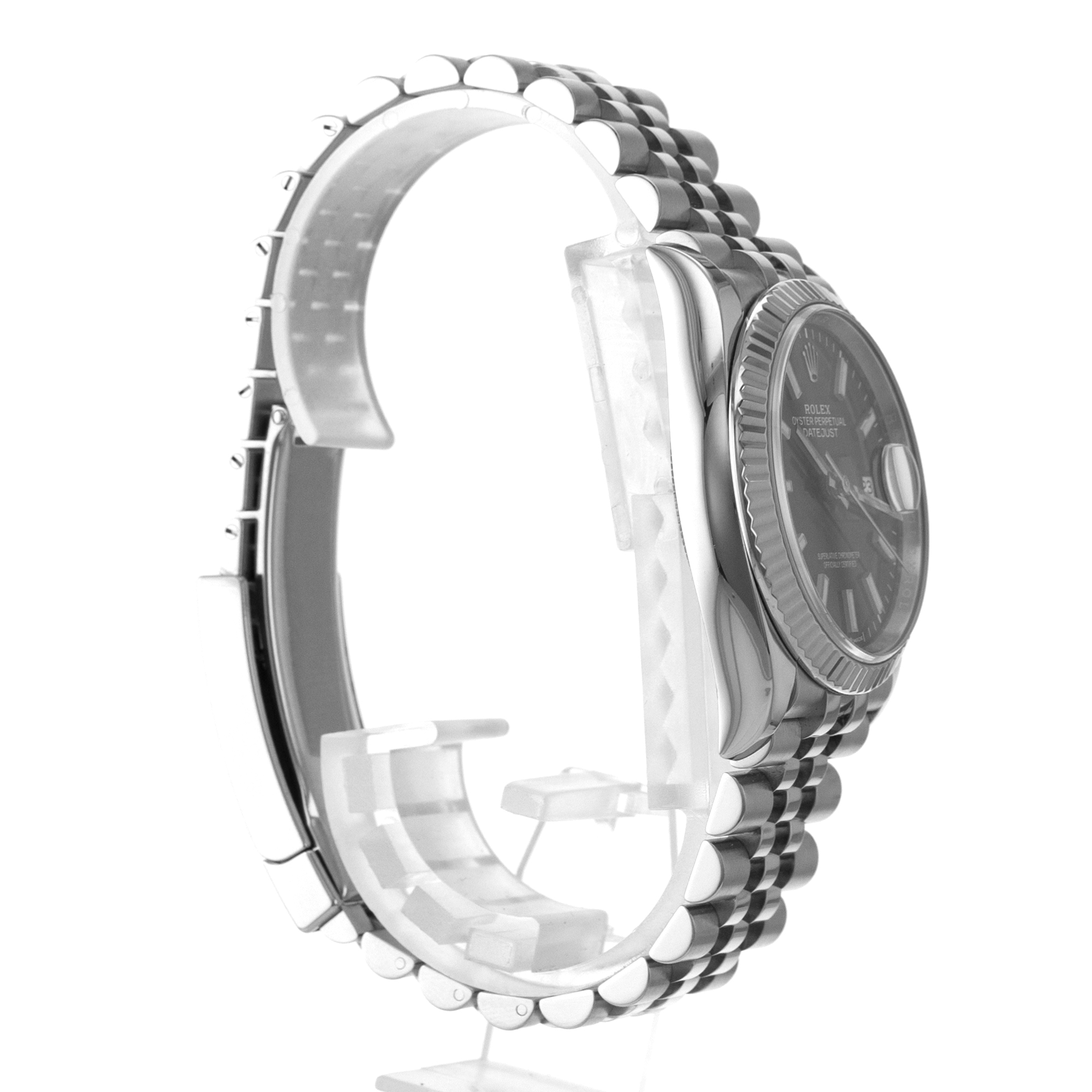 Rolex Datejust 36 126234 Black Stick Steel White Gold Fluted Jubilee Mens Watch thumbnail 7