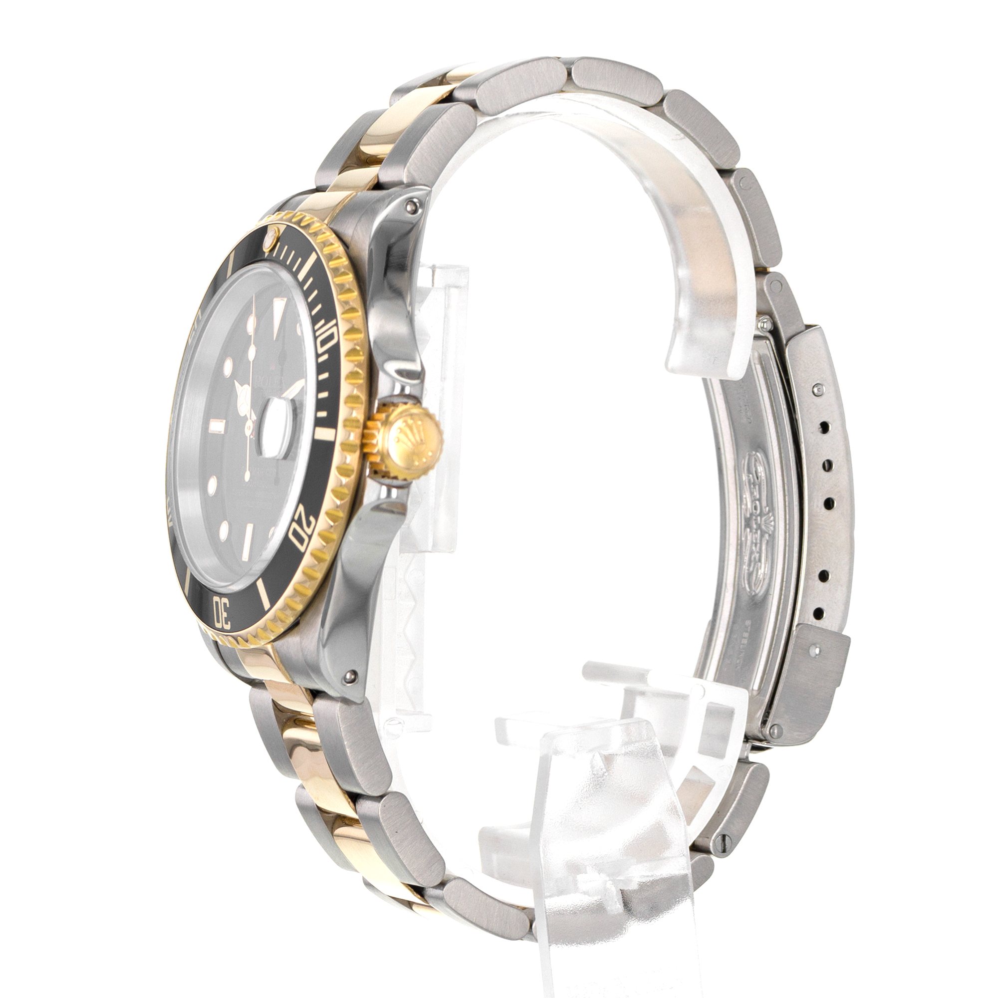 Rolex Submariner 16613 40mm Black Aluminum Steel 18k Yellow Gold Mens Watch thumbnail 6