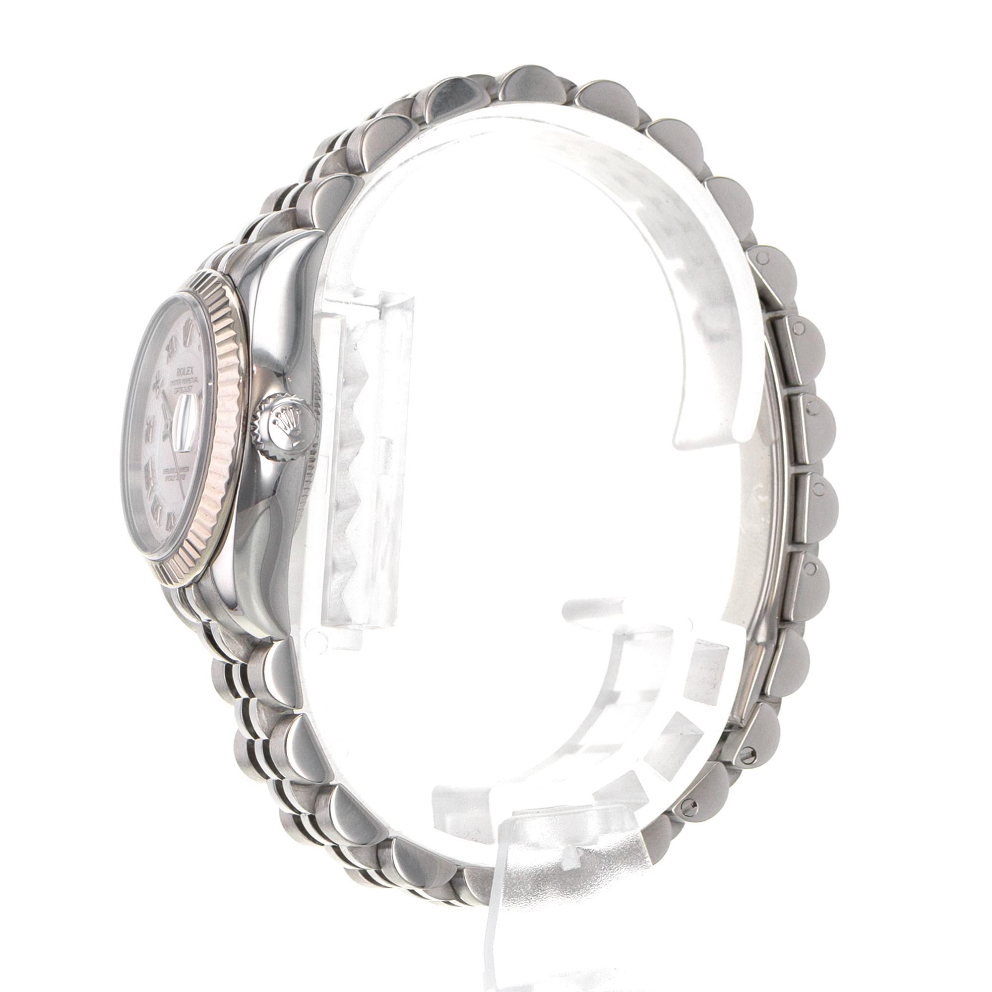 Rolex Datejust 26 179174 Pink Mother of Pearl 18k Fluted Jubilee Ladies Watch thumbnail 5