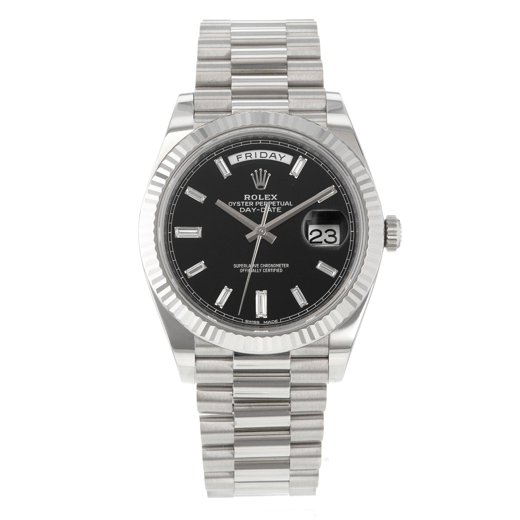 Rolex Day-Date 40 228239 Black Diamond Dial 18k White Gold President Mens Watch thumbnail 2