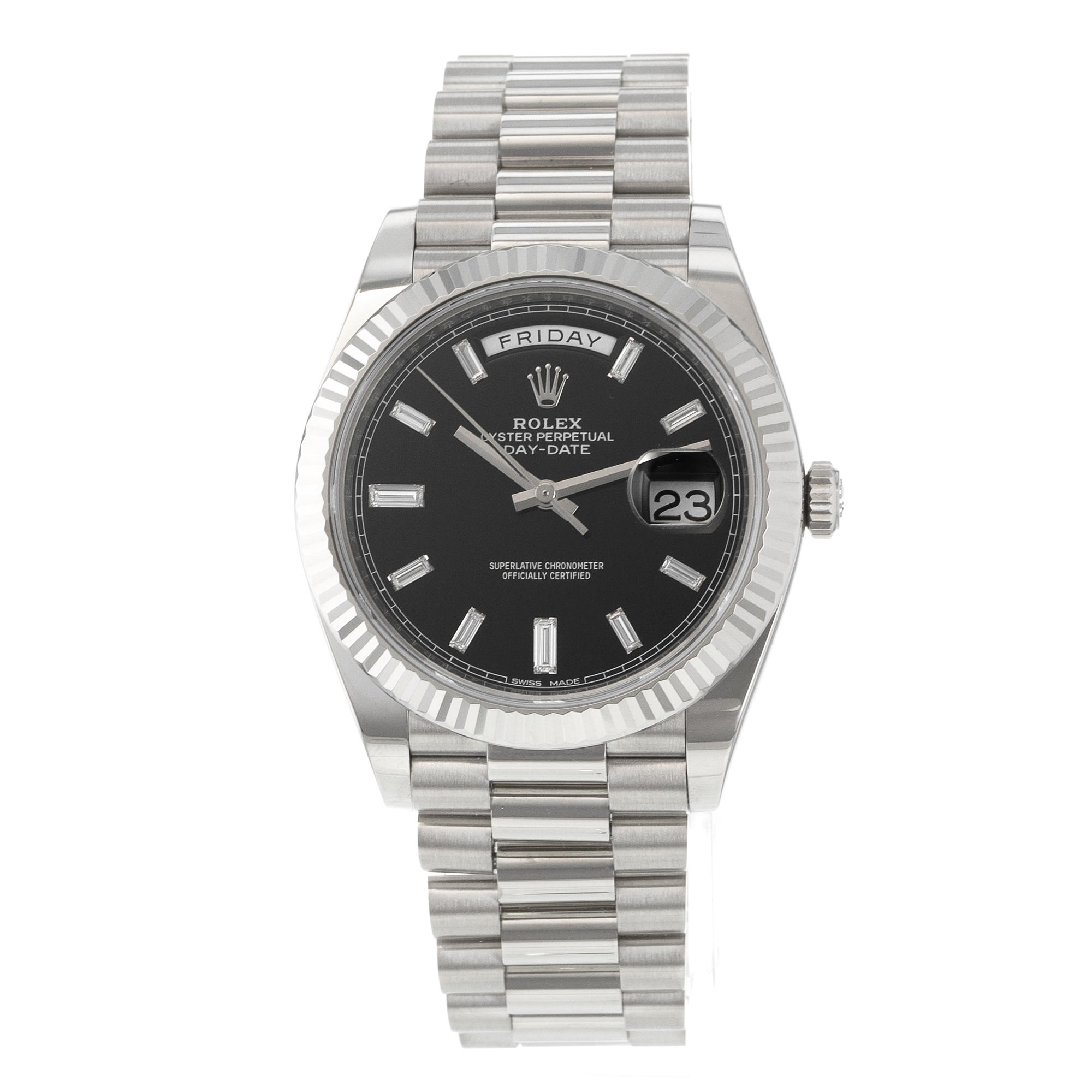 Rolex Day-Date 40 228239 Black Diamond Dial 18k White Gold President Mens Watch thumbnail 4