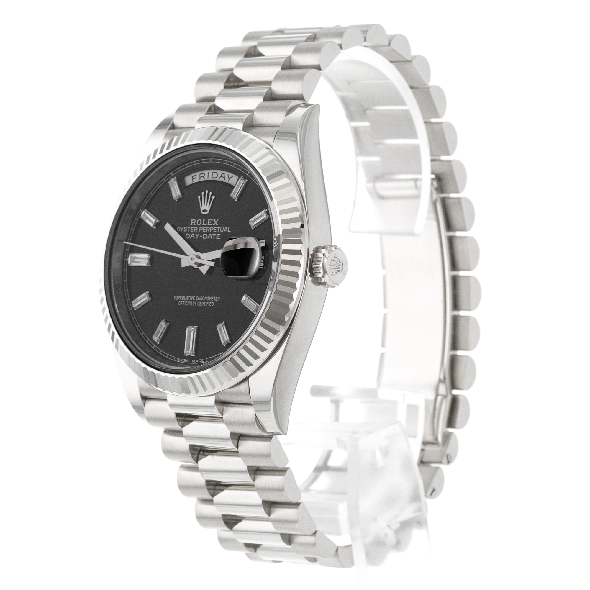 Rolex Day-Date 40 228239 Black Diamond Dial 18k White Gold President Mens Watch thumbnail 5