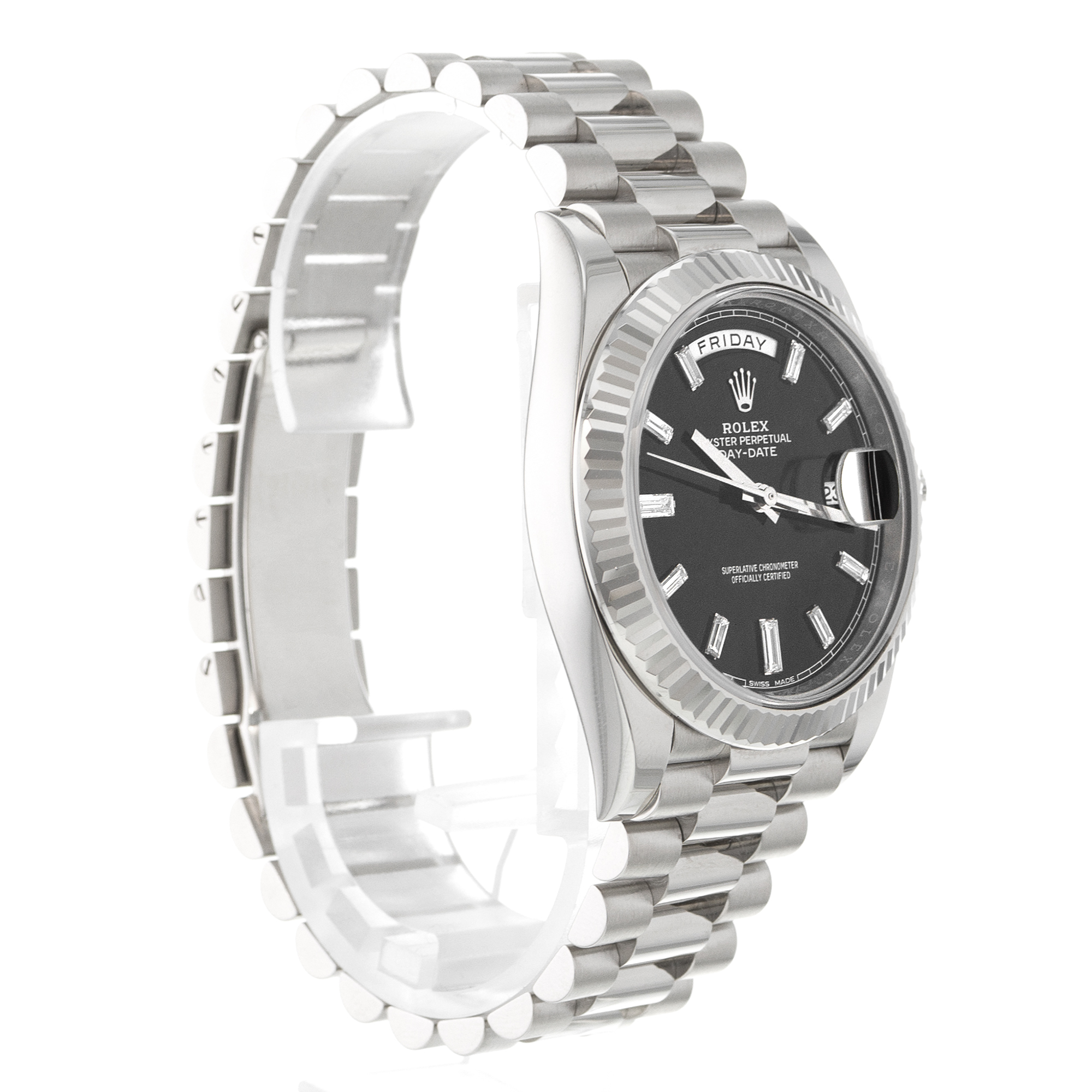 Rolex Day-Date 40 228239 Black Diamond Dial 18k White Gold President Mens Watch thumbnail 8