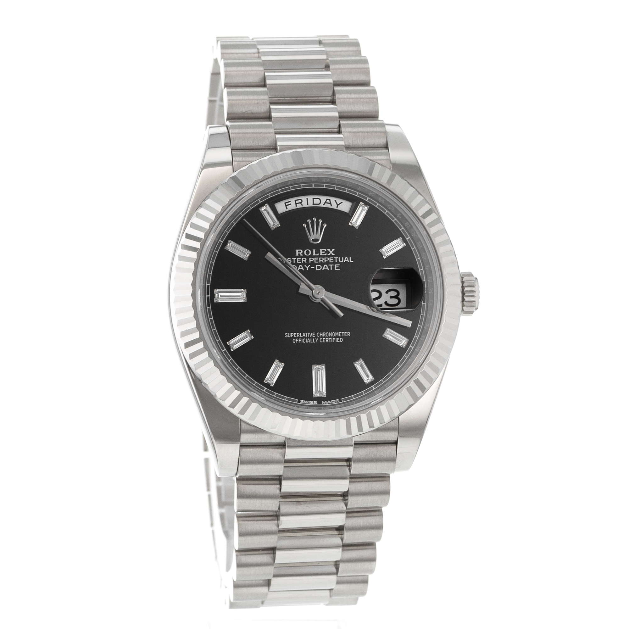 Rolex Day-Date 40 228239 Black Diamond Dial 18k White Gold President Mens Watch thumbnail 9
