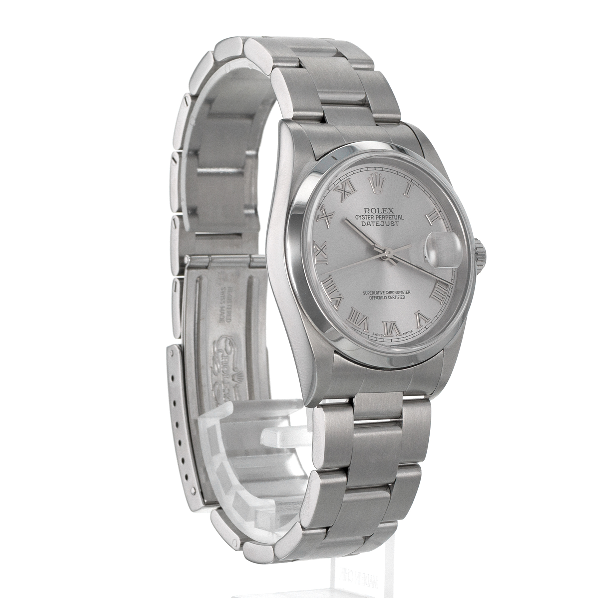 Rolex Datejust 36 16200 Grey Roman Smooth Stainless Steel Oyster Mens Watch thumbnail 7