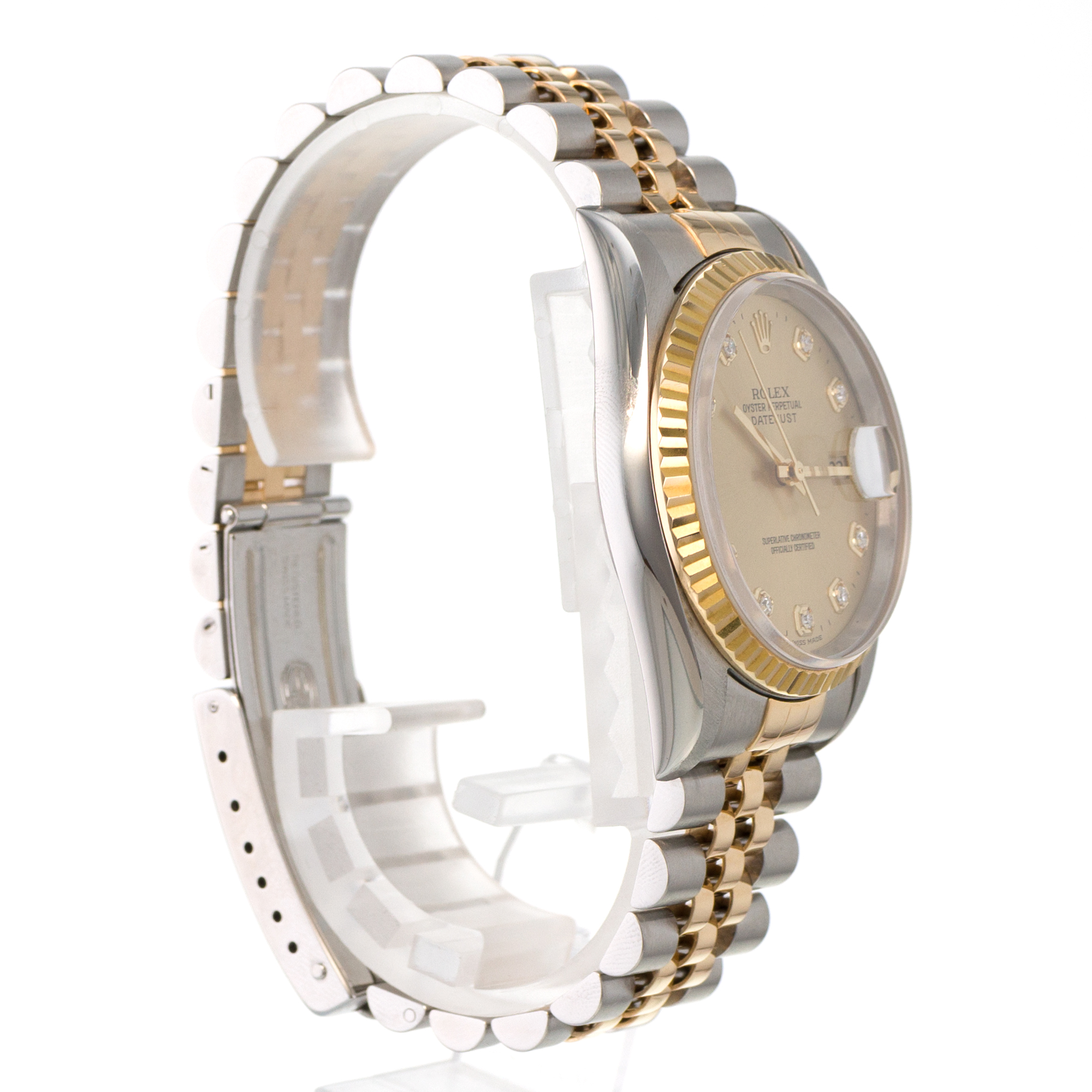 Rolex Datejust 36 16233 Factory Yellow Diamond Gold Fluted Jubilee Mens Watch thumbnail 6