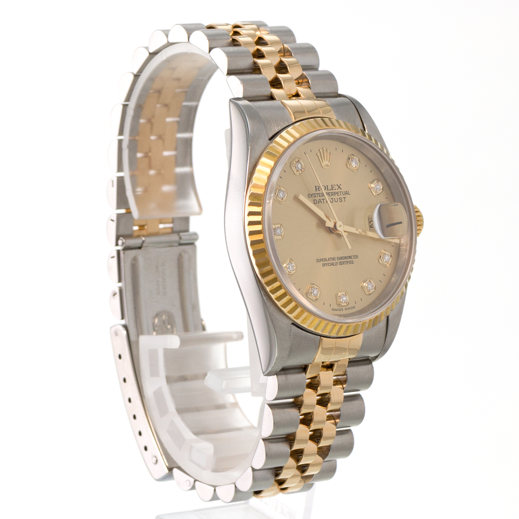 Rolex Datejust 36 16233 Factory Yellow Diamond Gold Fluted Jubilee Mens Watch thumbnail 7