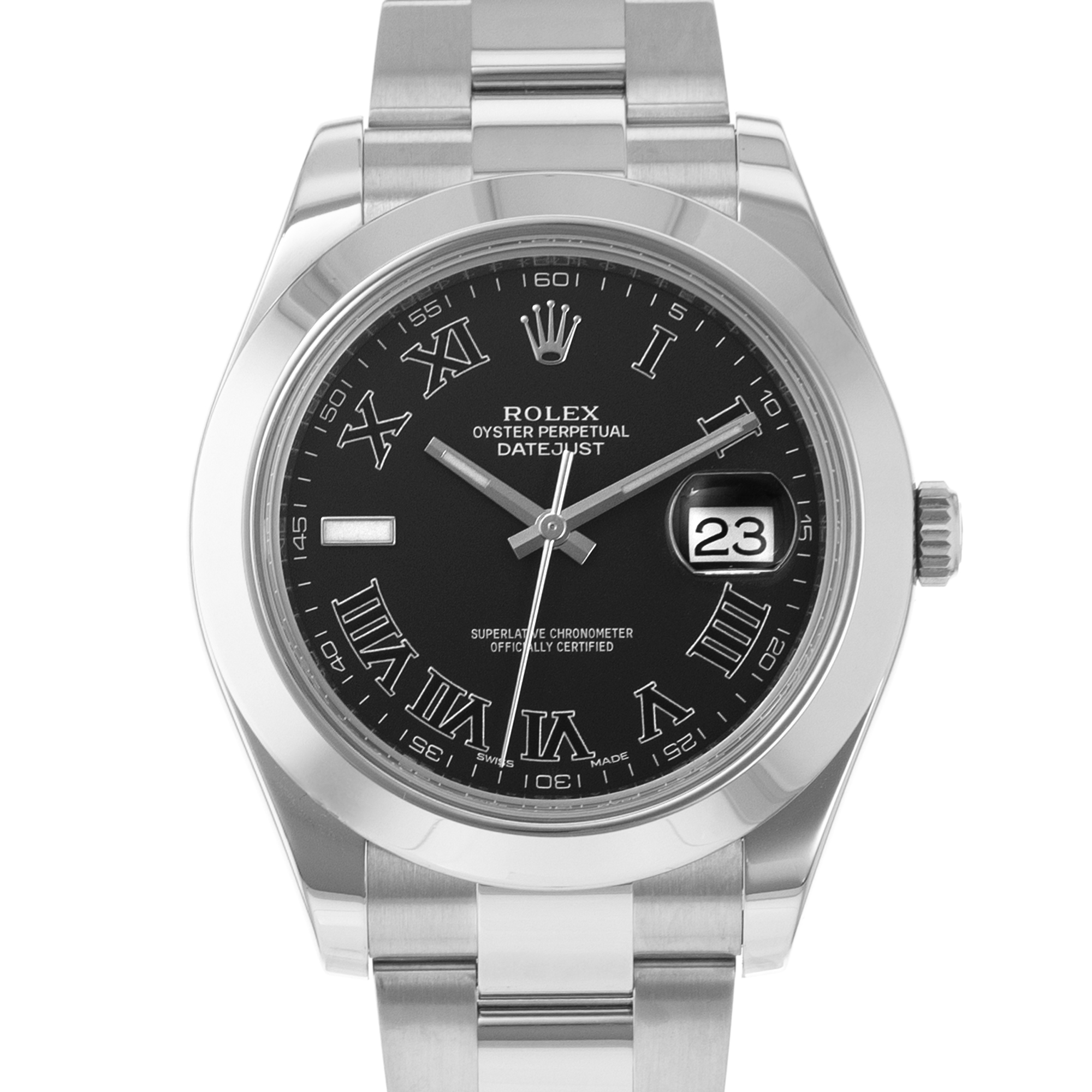 Rolex Datejust II 116300 Black Roman Smooth Steel Oyster Automatic Mens Watch thumbnail 1