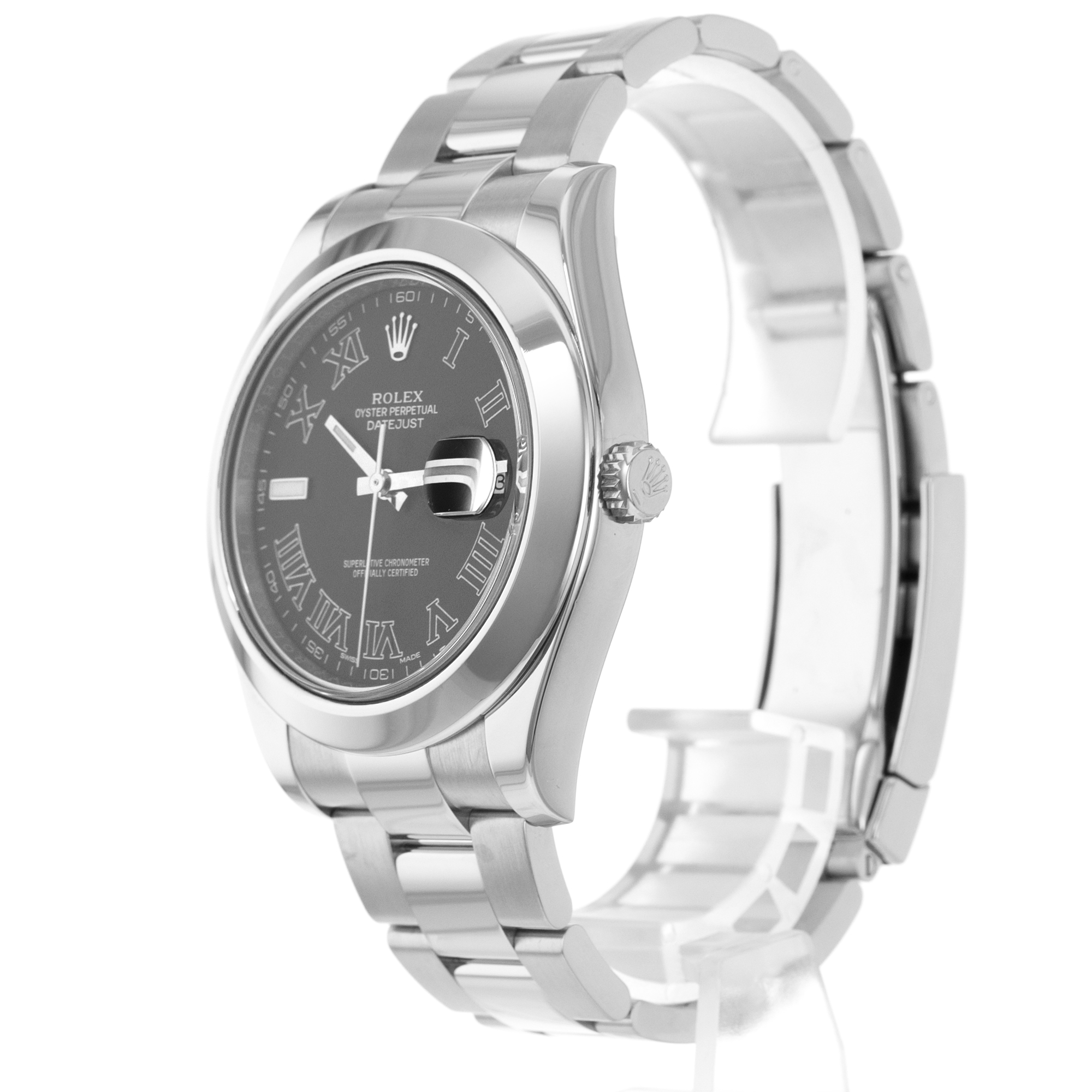 Rolex Datejust II 116300 Black Roman Smooth Steel Oyster Automatic Mens Watch thumbnail 4