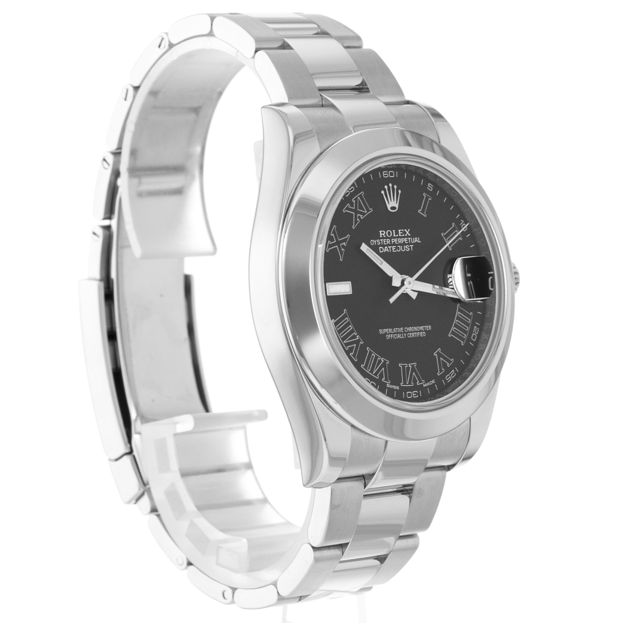 Rolex Datejust II 116300 Black Roman Smooth Steel Oyster Automatic Mens Watch thumbnail 7