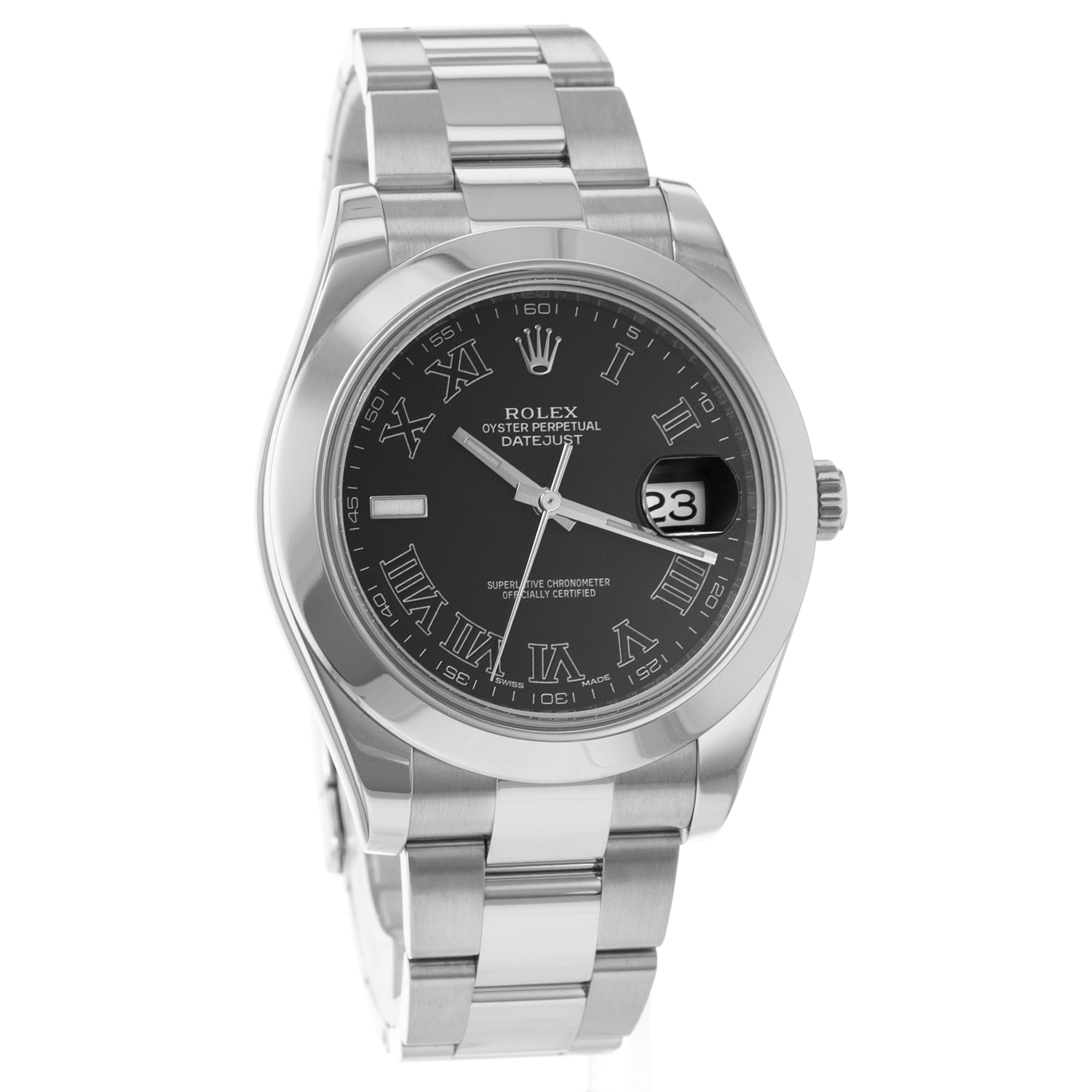 Rolex Datejust II 116300 Black Roman Smooth Steel Oyster Automatic Mens Watch thumbnail 8