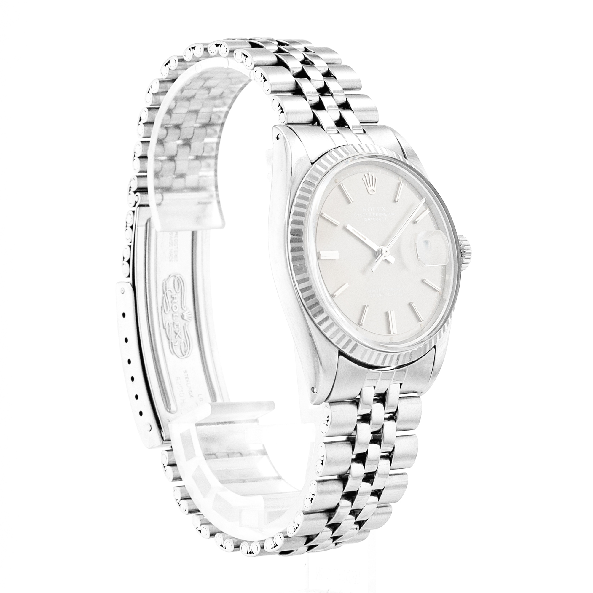 Rolex Datejust 36 1601 Vintage Patina Silver Index Jubilee Steel Mens Watch thumbnail 6