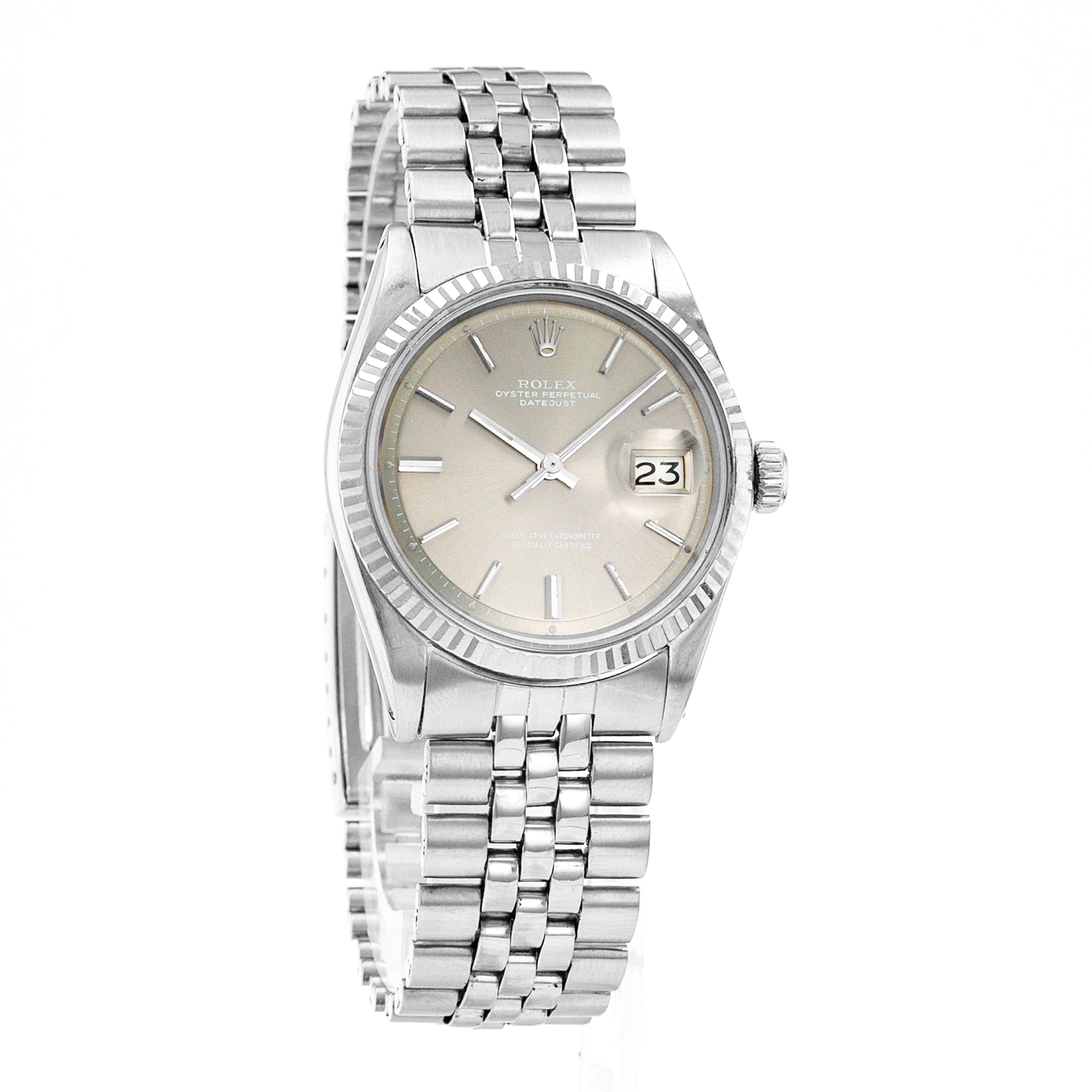 Rolex Datejust 36 1601 Vintage Patina Silver Index Jubilee Steel Mens Watch thumbnail 8