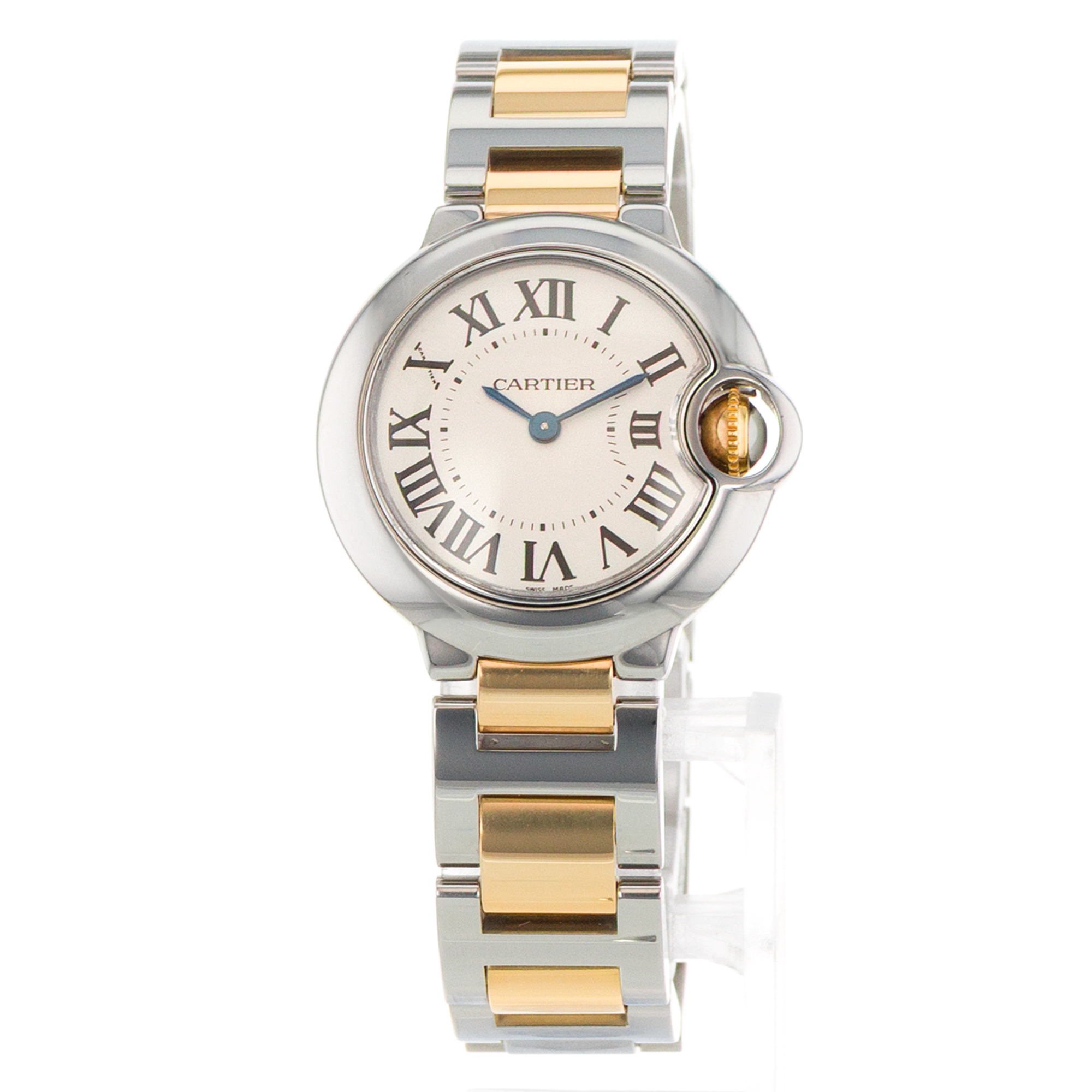 Cartier Ballon Bleu 28mm W69007Z3 3009 Silver Roman Yellow Gold Ladies Watch thumbnail 3