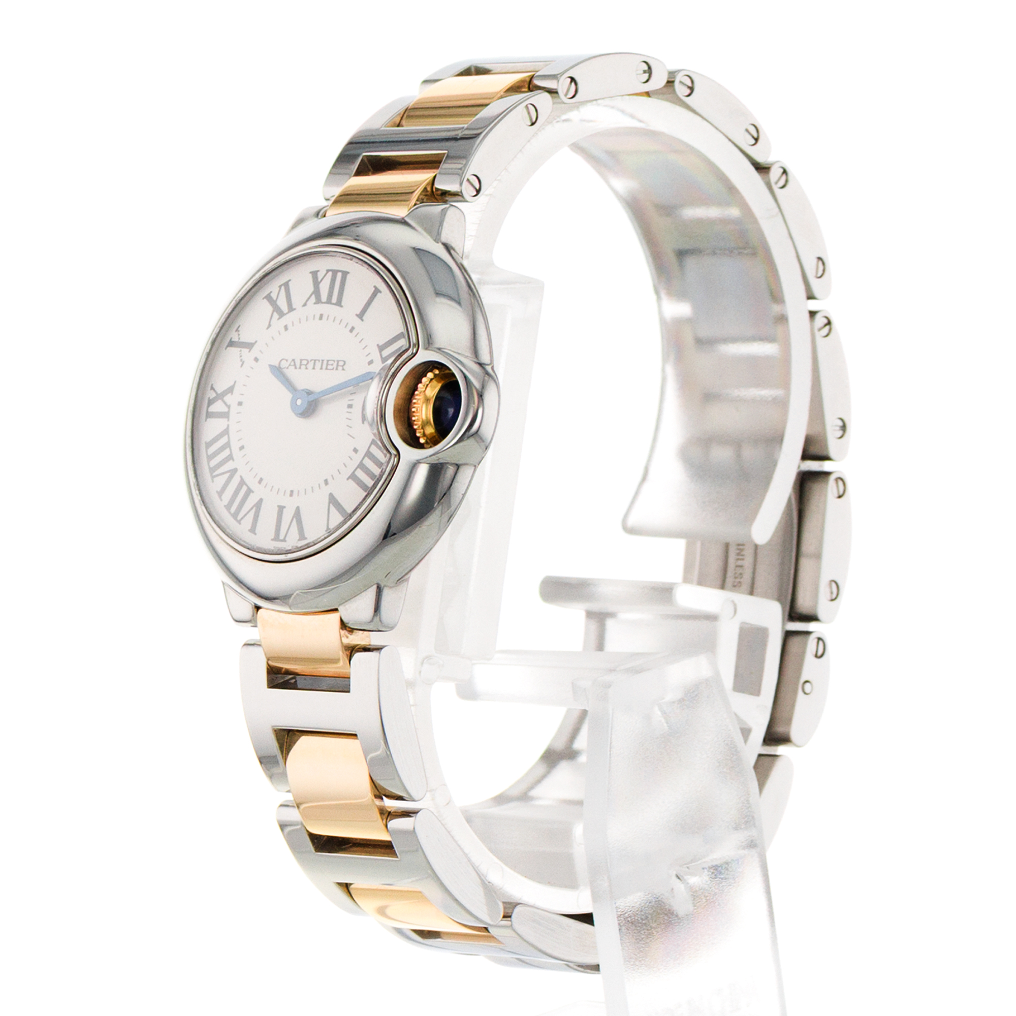 Cartier Ballon Bleu 28mm W69007Z3 3009 Silver Roman Yellow Gold Ladies Watch thumbnail 4