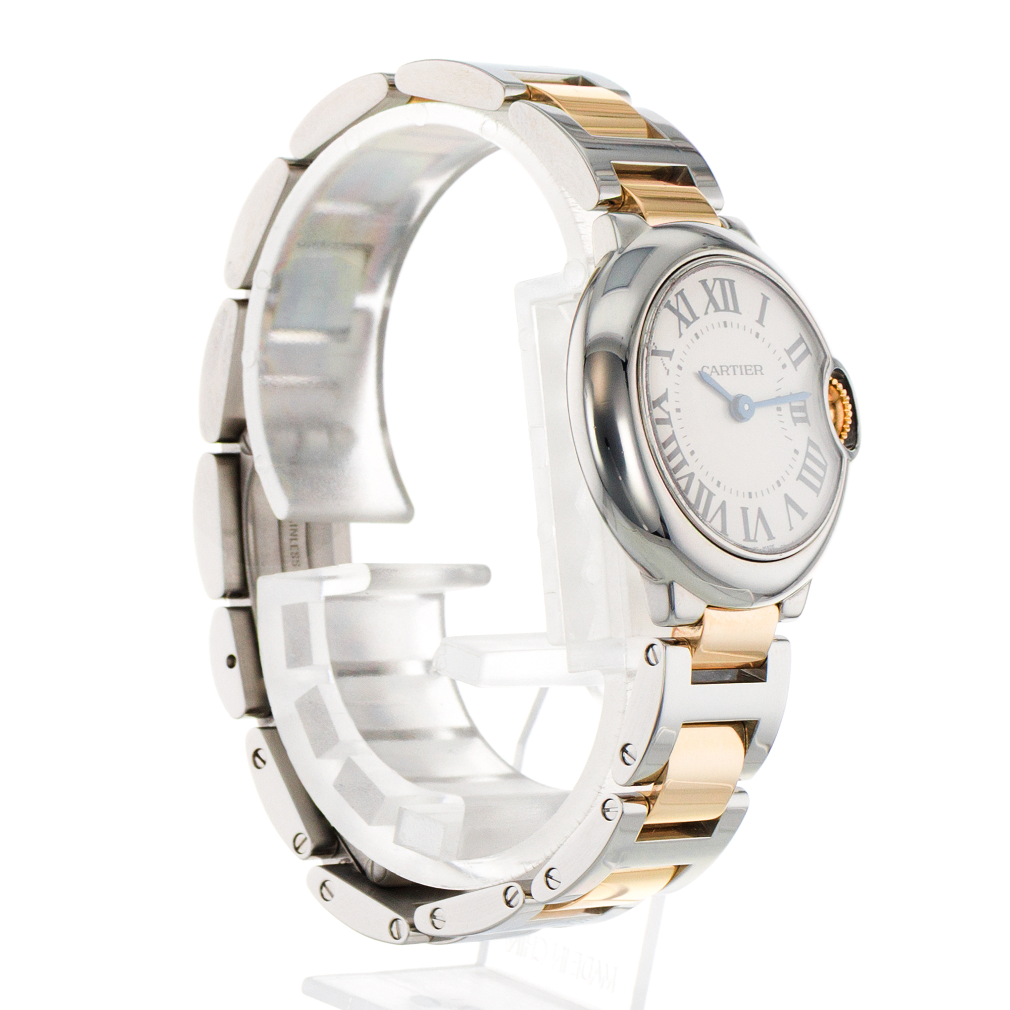 Cartier Ballon Bleu 28mm W69007Z3 3009 Silver Roman Yellow Gold Ladies Watch thumbnail 7