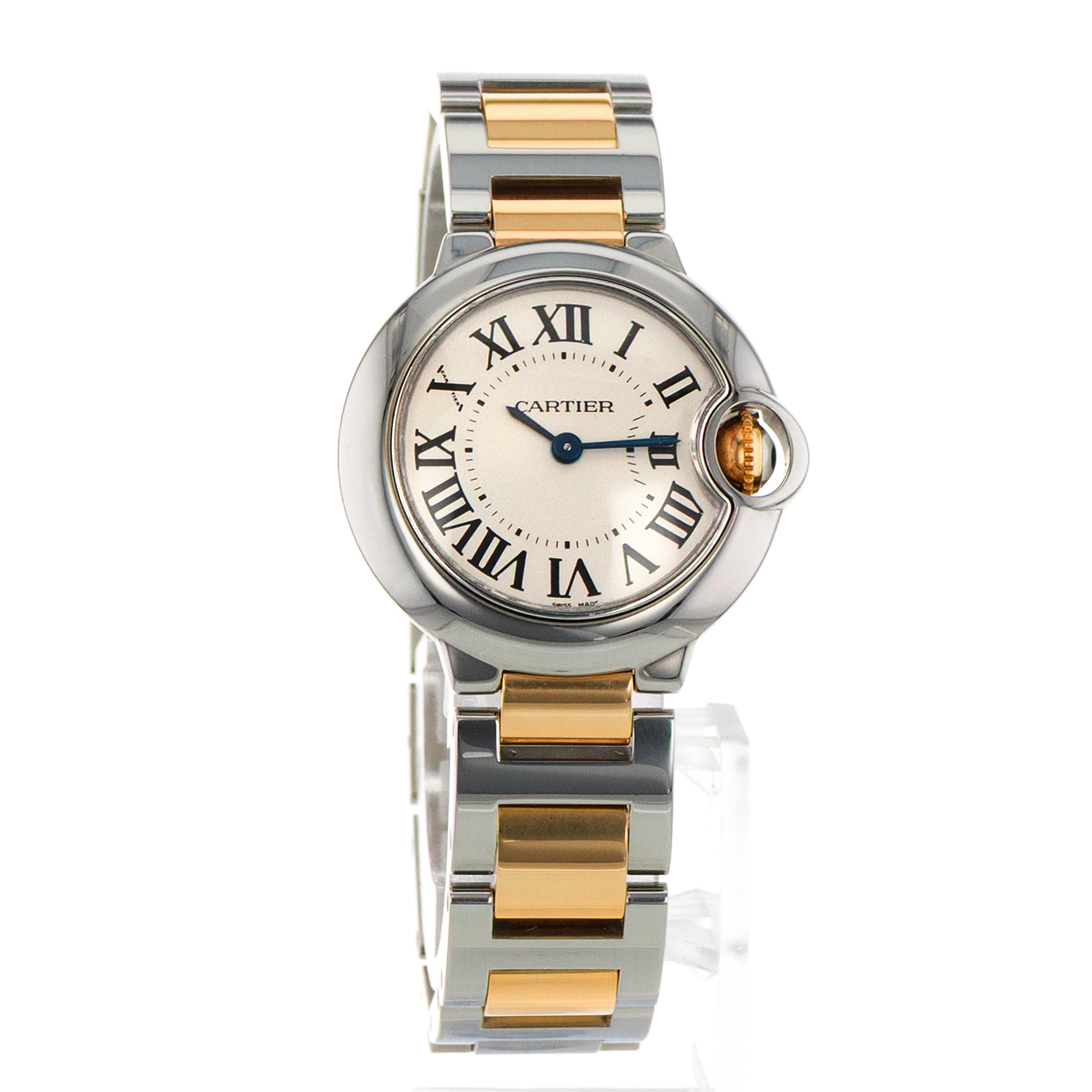 Cartier Ballon Bleu 28mm W69007Z3 3009 Silver Roman Yellow Gold Ladies Watch thumbnail 8