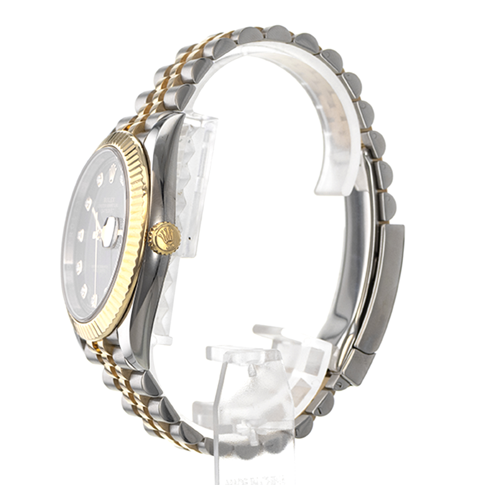 Rolex Datejust 41 126333 Black Diamond Yellow Gold Fluted Jubilee Mens Watch thumbnail 5