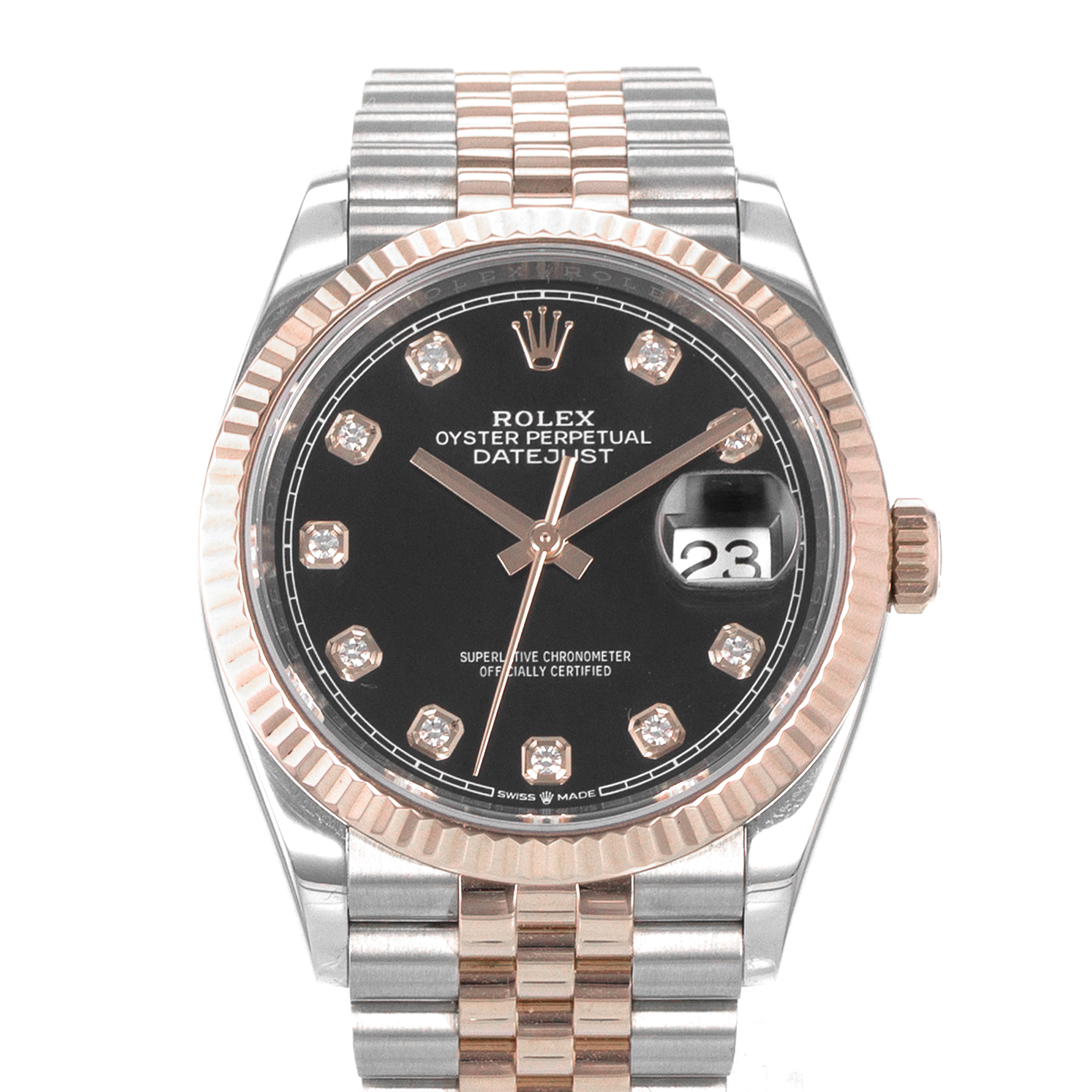 Rolex Datejust 36 126231 Black Diamond Rose Gold Jubilee Automatic Mens Watch thumbnail 1