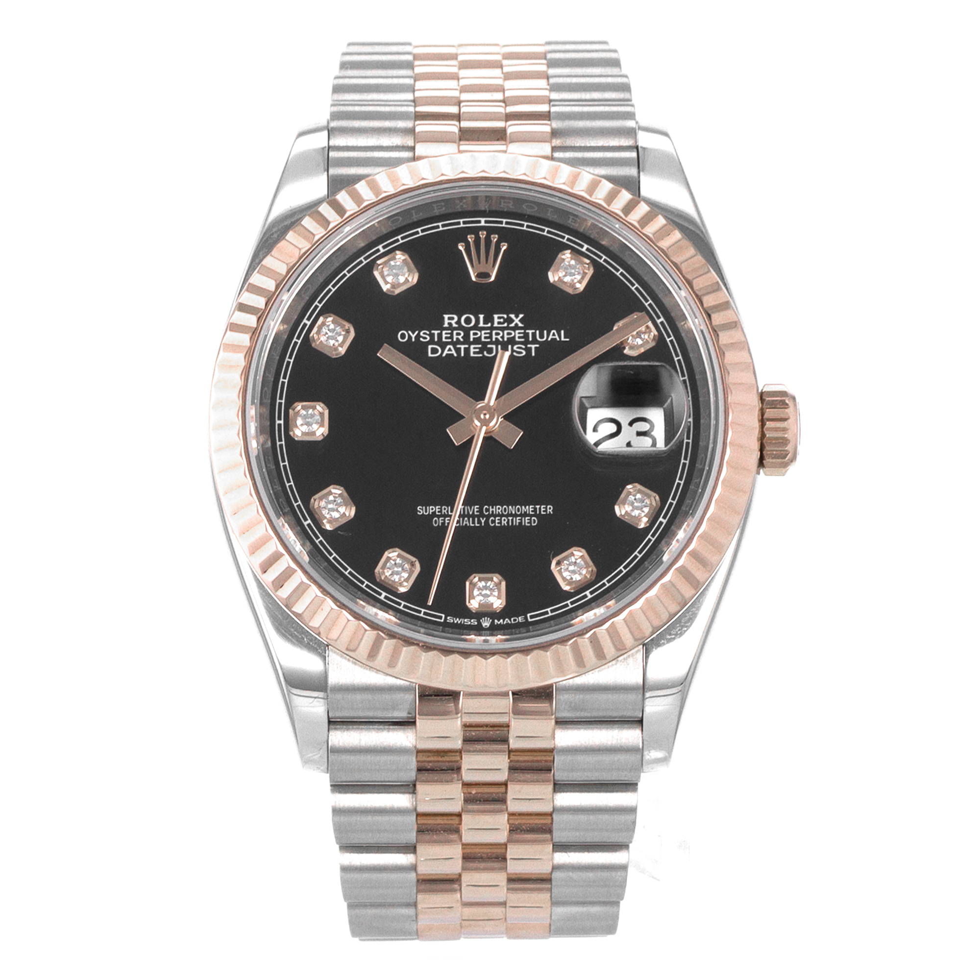 Rolex Datejust 36 126231 Black Diamond Rose Gold Jubilee Automatic Mens Watch thumbnail 2