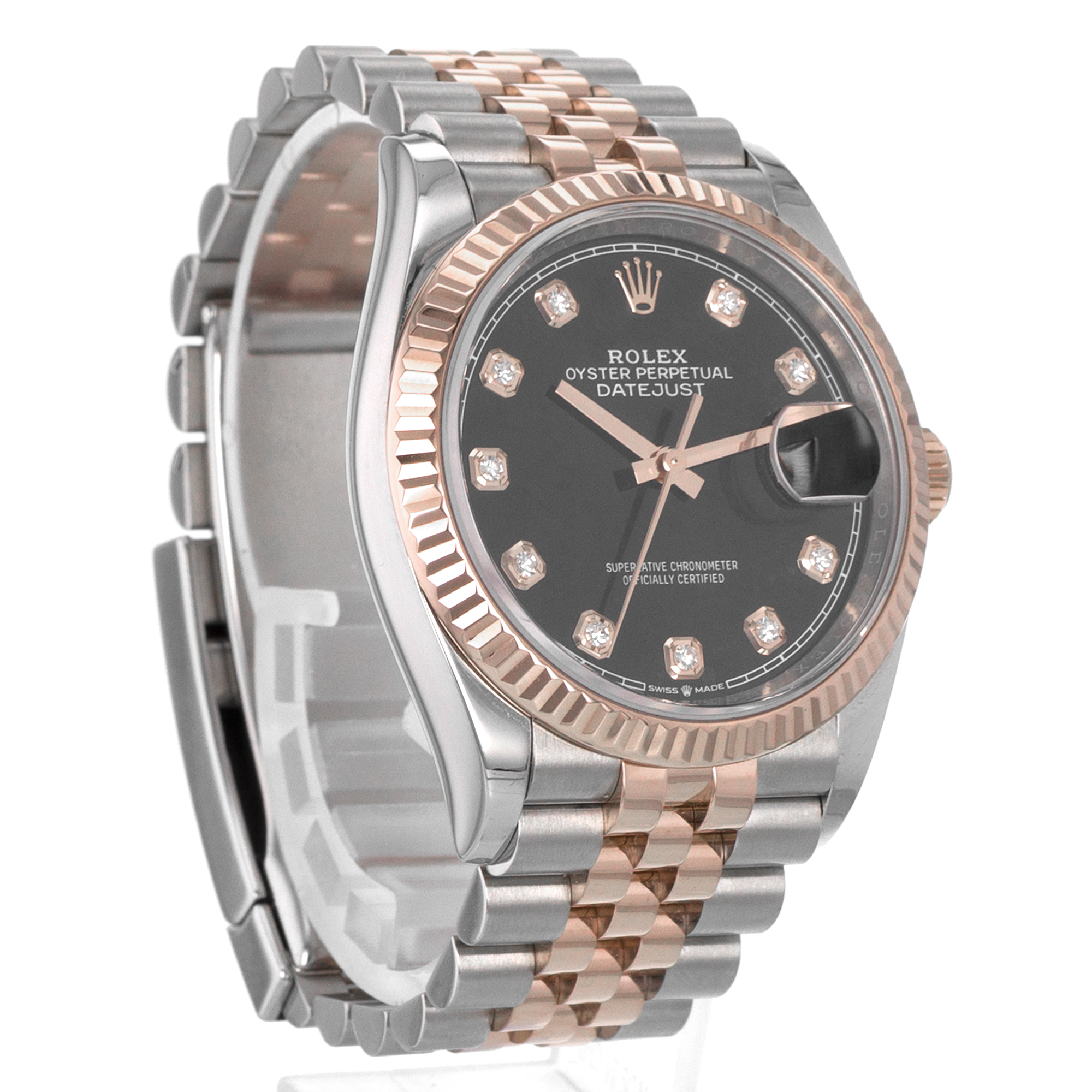 Rolex Datejust 36 126231 Black Diamond Rose Gold Jubilee Automatic Mens Watch thumbnail 7