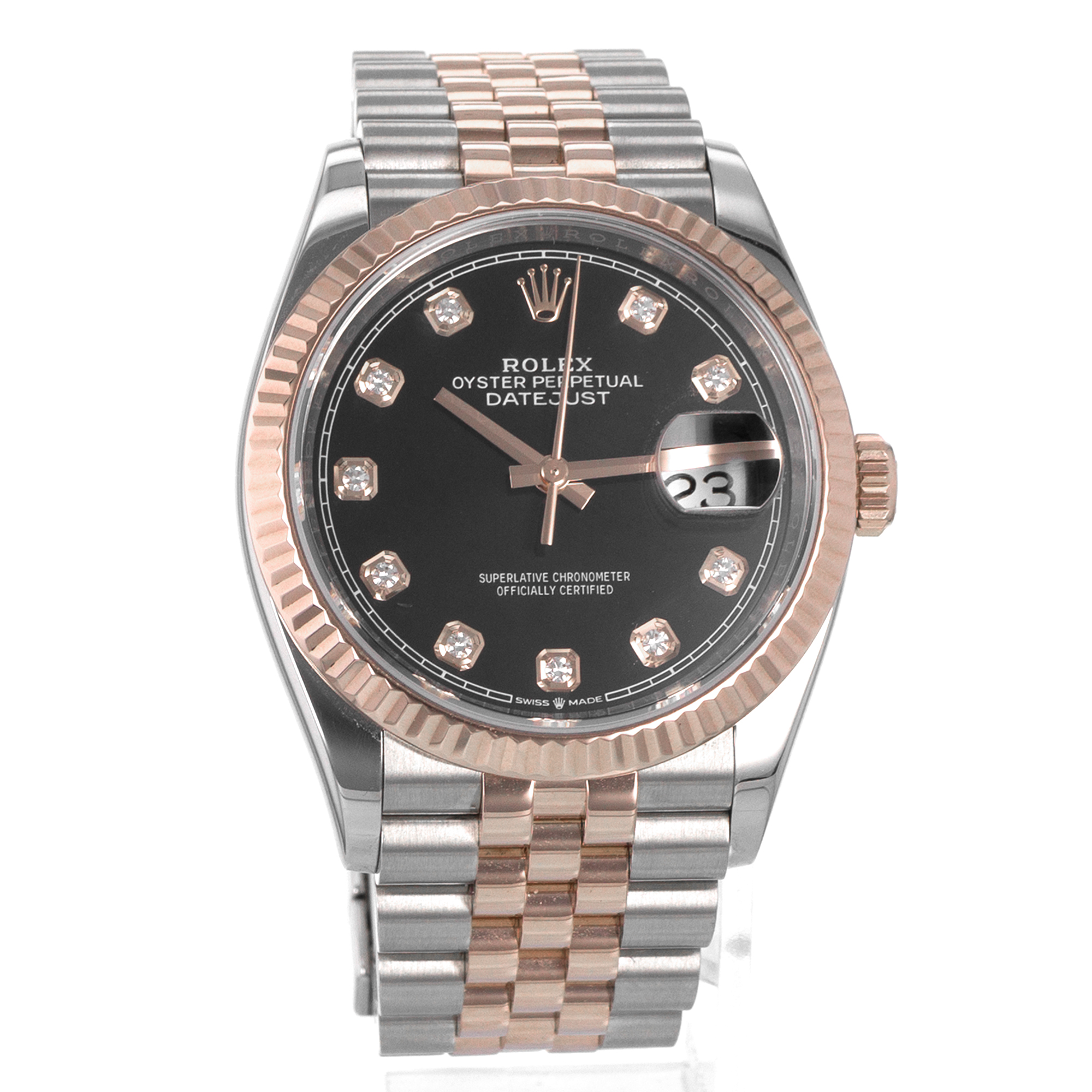 Rolex Datejust 36 126231 Black Diamond Rose Gold Jubilee Automatic Mens Watch thumbnail 8