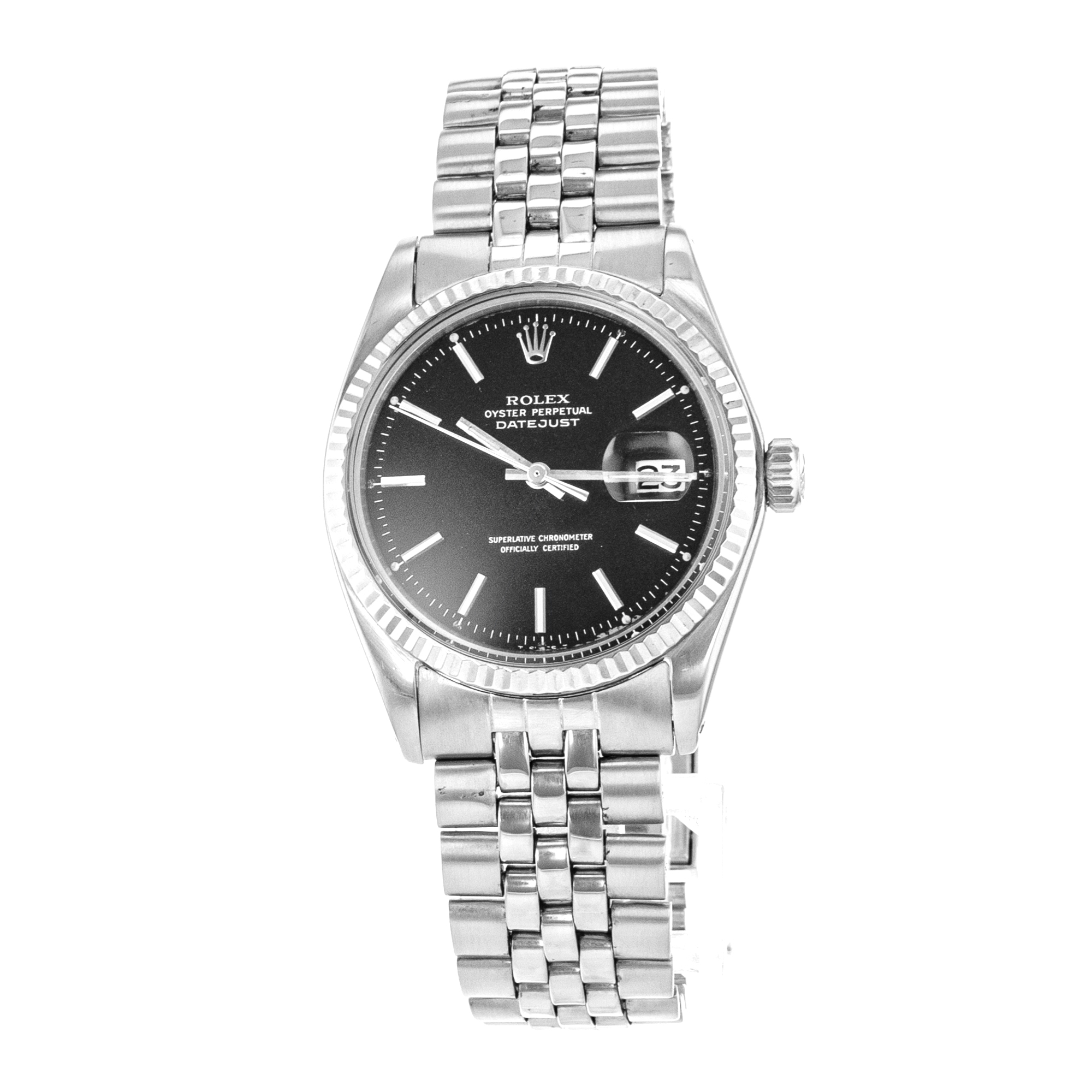 Rolex Datejust 36 1601 Vintage Patina Black Stick Steel Jubilee Mens Watch 1971 thumbnail 3