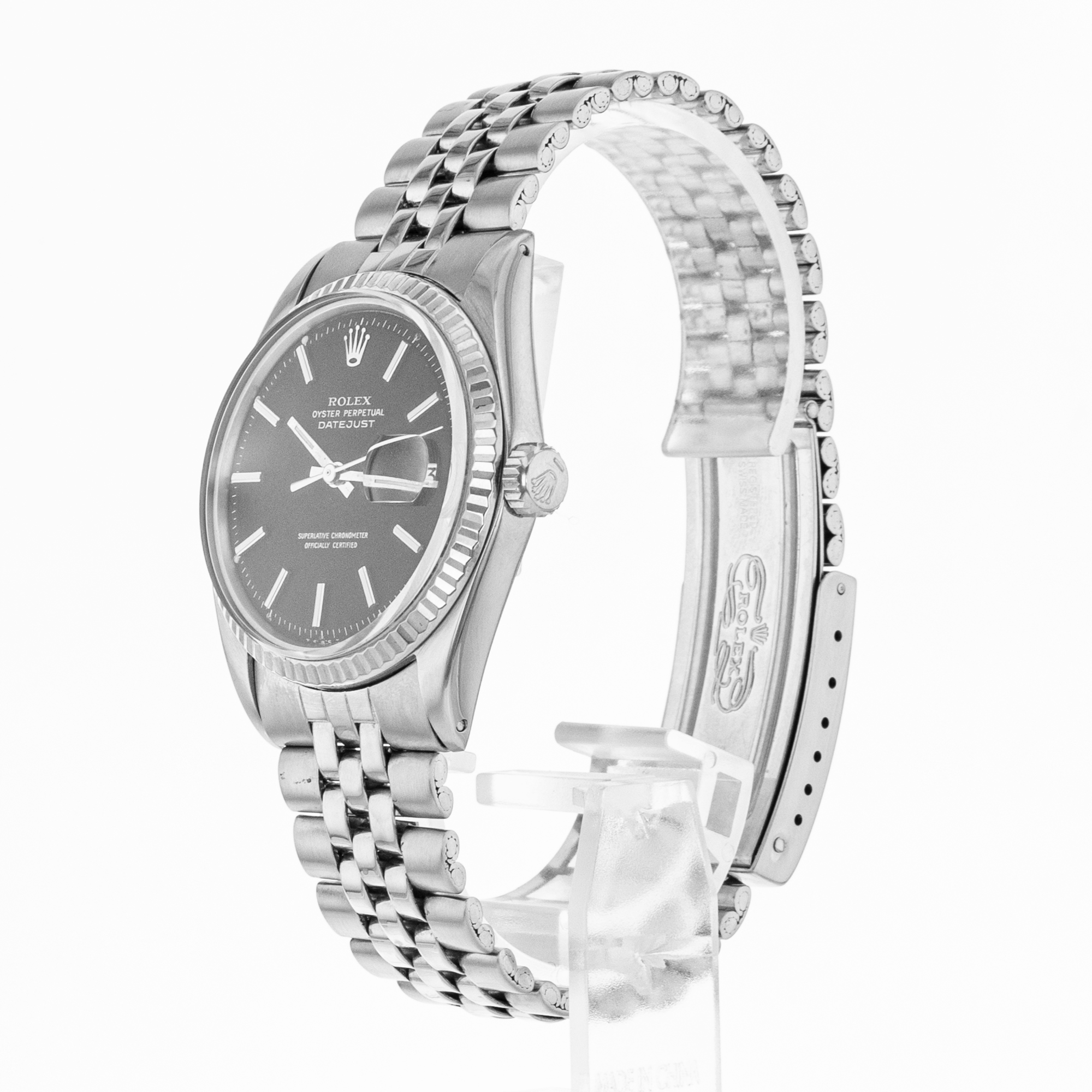 Rolex Datejust 36 1601 Vintage Patina Black Stick Steel Jubilee Mens Watch 1971 thumbnail 4