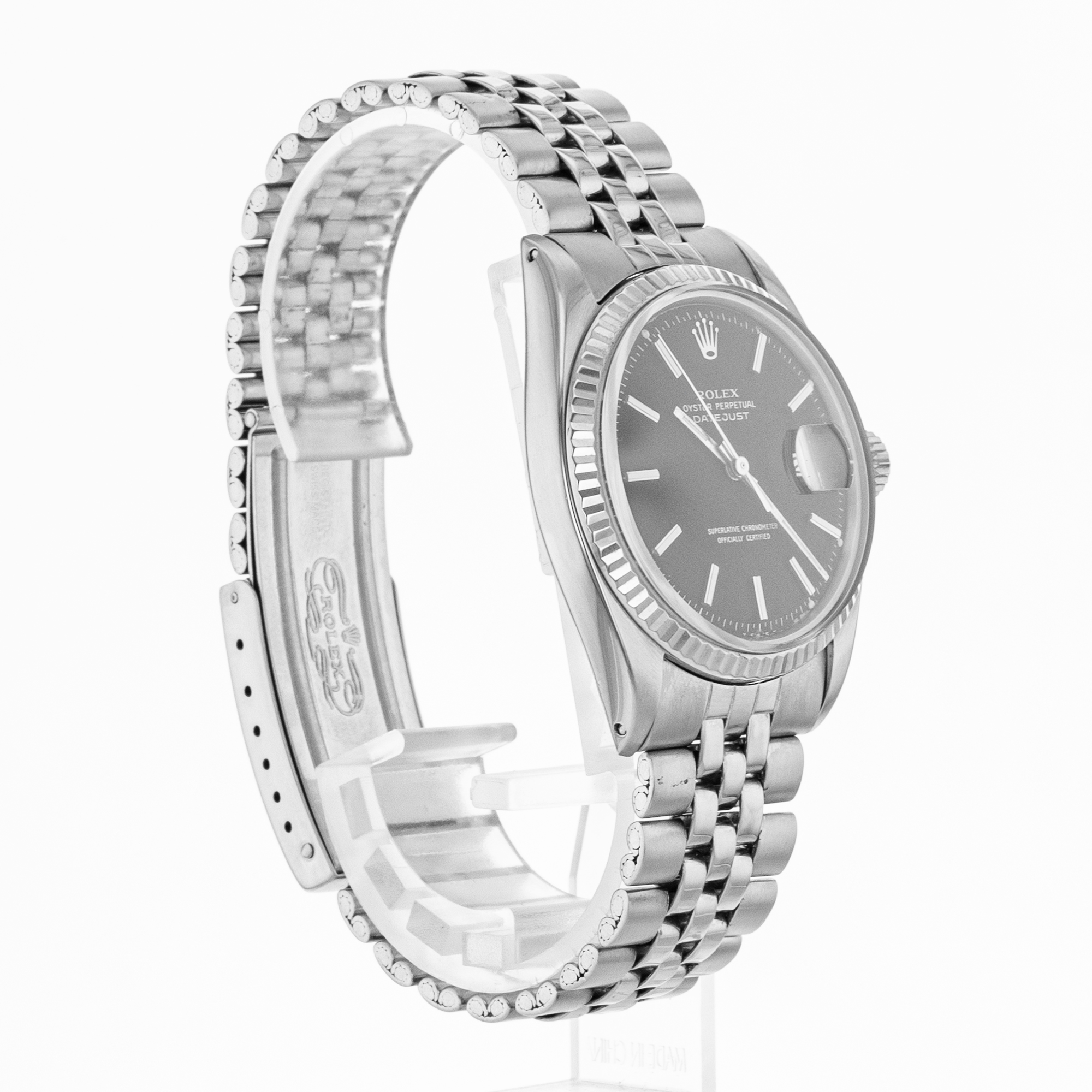 Rolex Datejust 36 1601 Vintage Patina Black Stick Steel Jubilee Mens Watch 1971 thumbnail 7