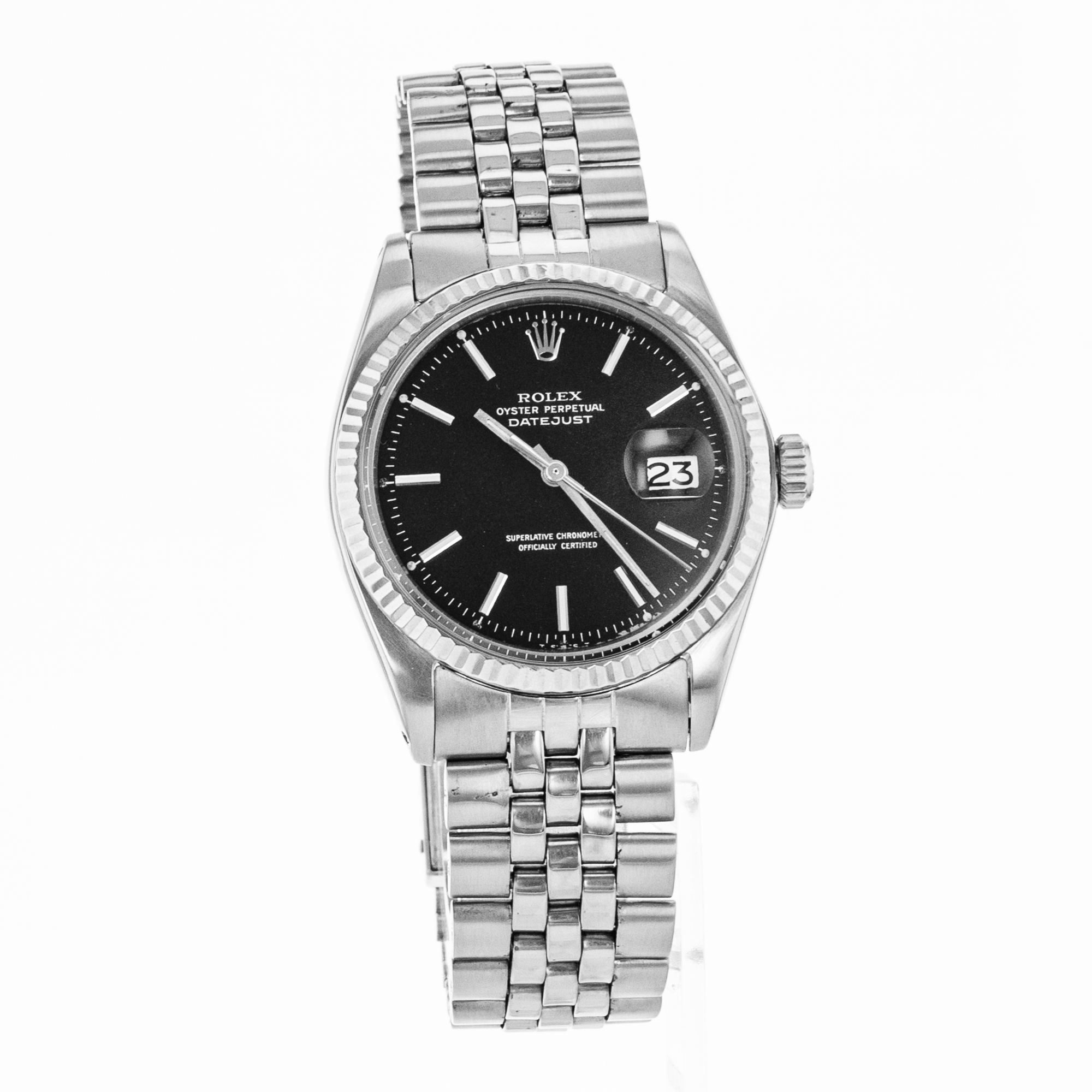 Rolex Datejust 36 1601 Vintage Patina Black Stick Steel Jubilee Mens Watch 1971 thumbnail 8