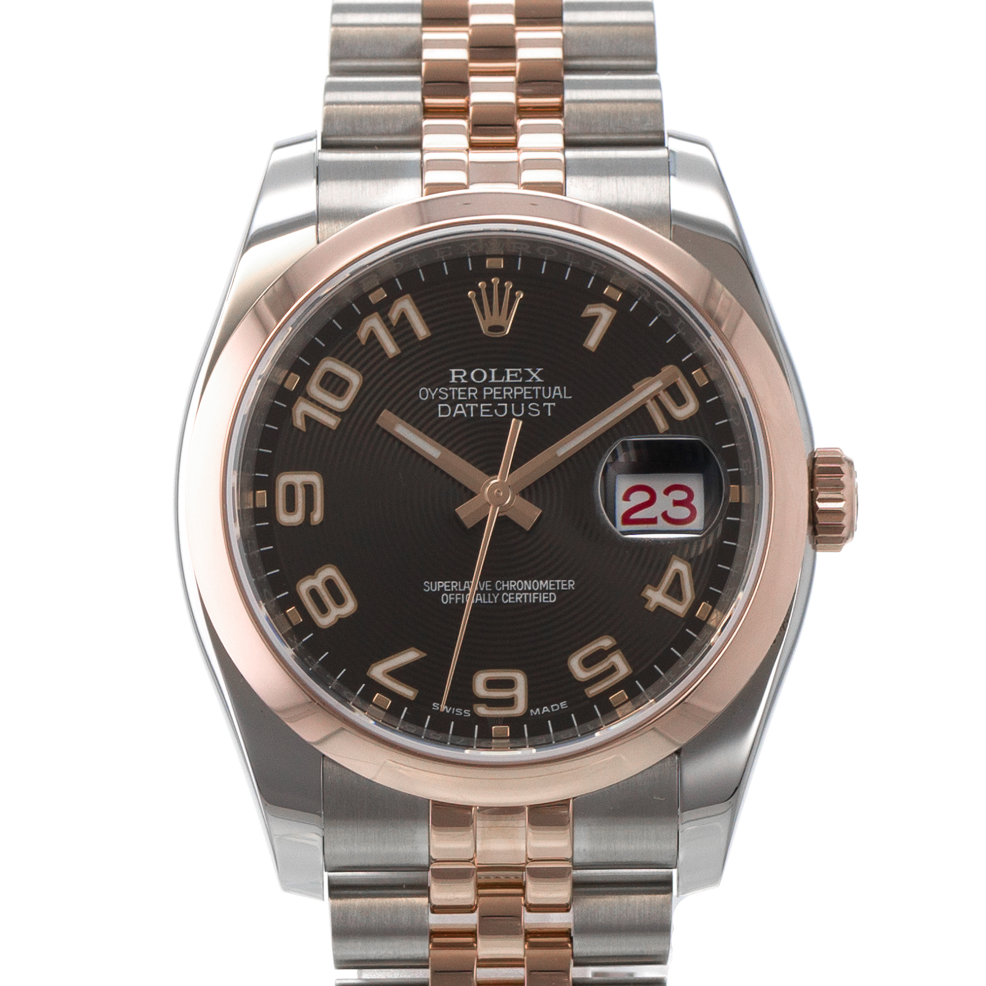 Rolex Datejust 36 116201 Concentric Silver 18k Rose Gold Mens Watch thumbnail 1