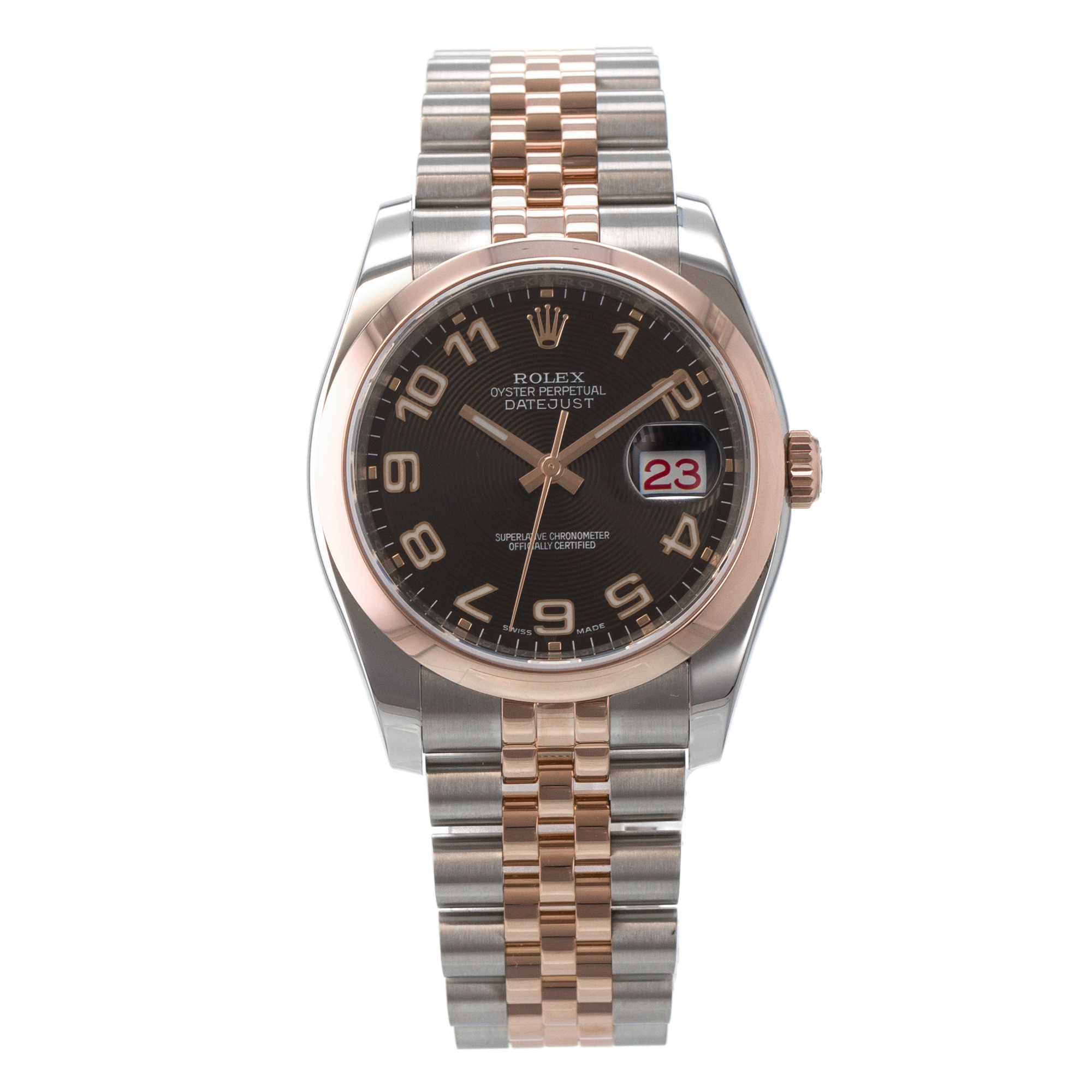 Rolex Datejust 36 116201 Concentric Silver 18k Rose Gold Mens Watch thumbnail 2