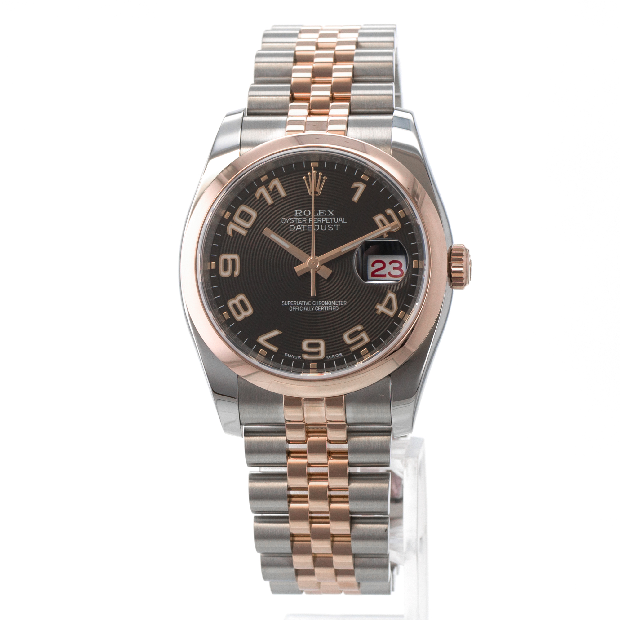 Rolex Datejust 36 116201 Concentric Silver 18k Rose Gold Mens Watch thumbnail 4