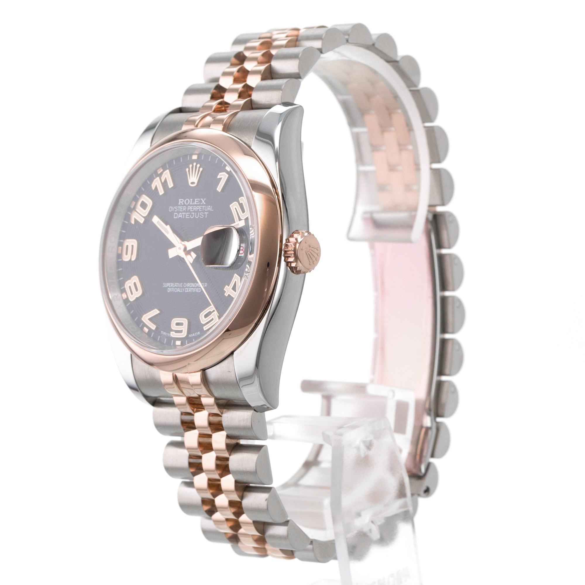 Rolex Datejust 36 116201 Concentric Silver 18k Rose Gold Mens Watch thumbnail 5